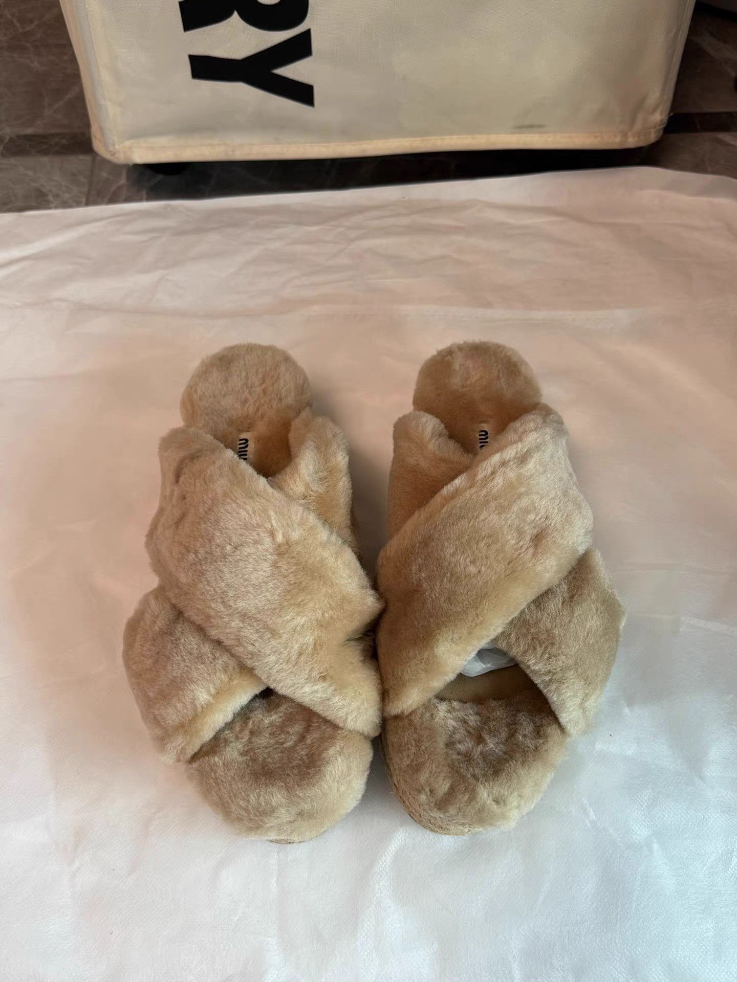 Miu Miu MiuMiu Shearling Fur Slides with Espadrille Platform K6 Size US 7.5 / IT 37.5 - 2 Thumbnail