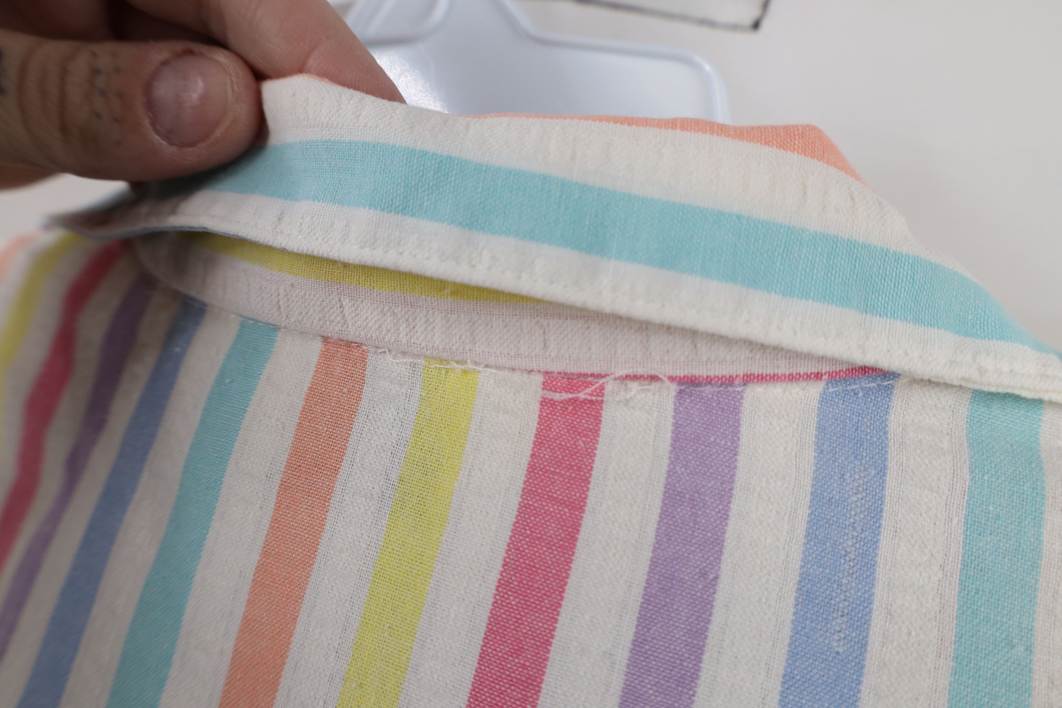 Vintage Vintage 70s Streetwear Rainbow Striped Button Shirt USA Size XXL / US 16-18 / IT 52-54 - 9 Thumbnail