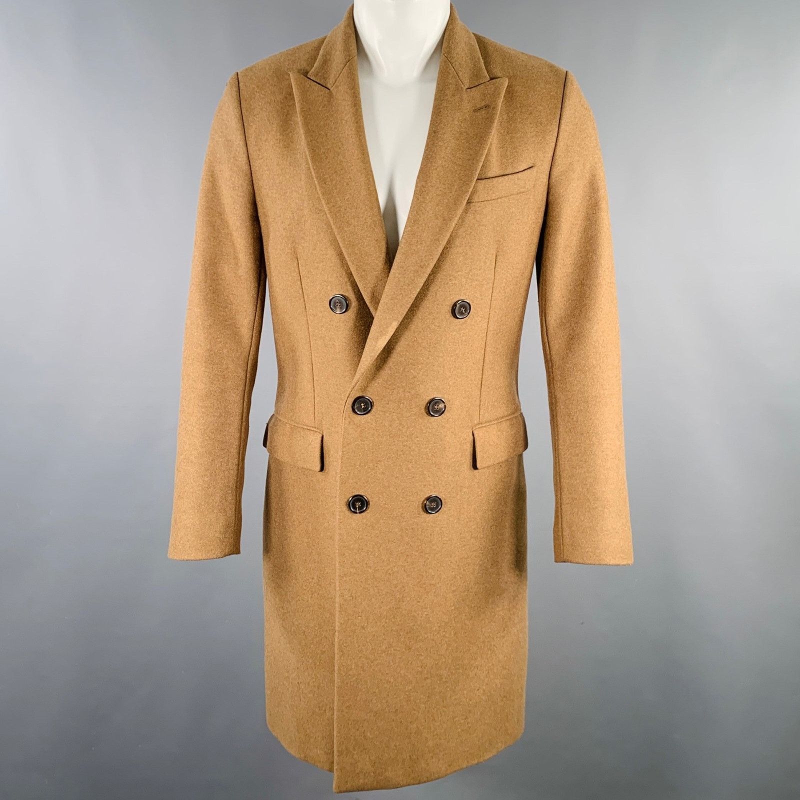 AMI AMI Size 36 Camel Wool Blend Double Breasted Coat Size US S / EU 44-46 / 1 - 1 Thumbnail