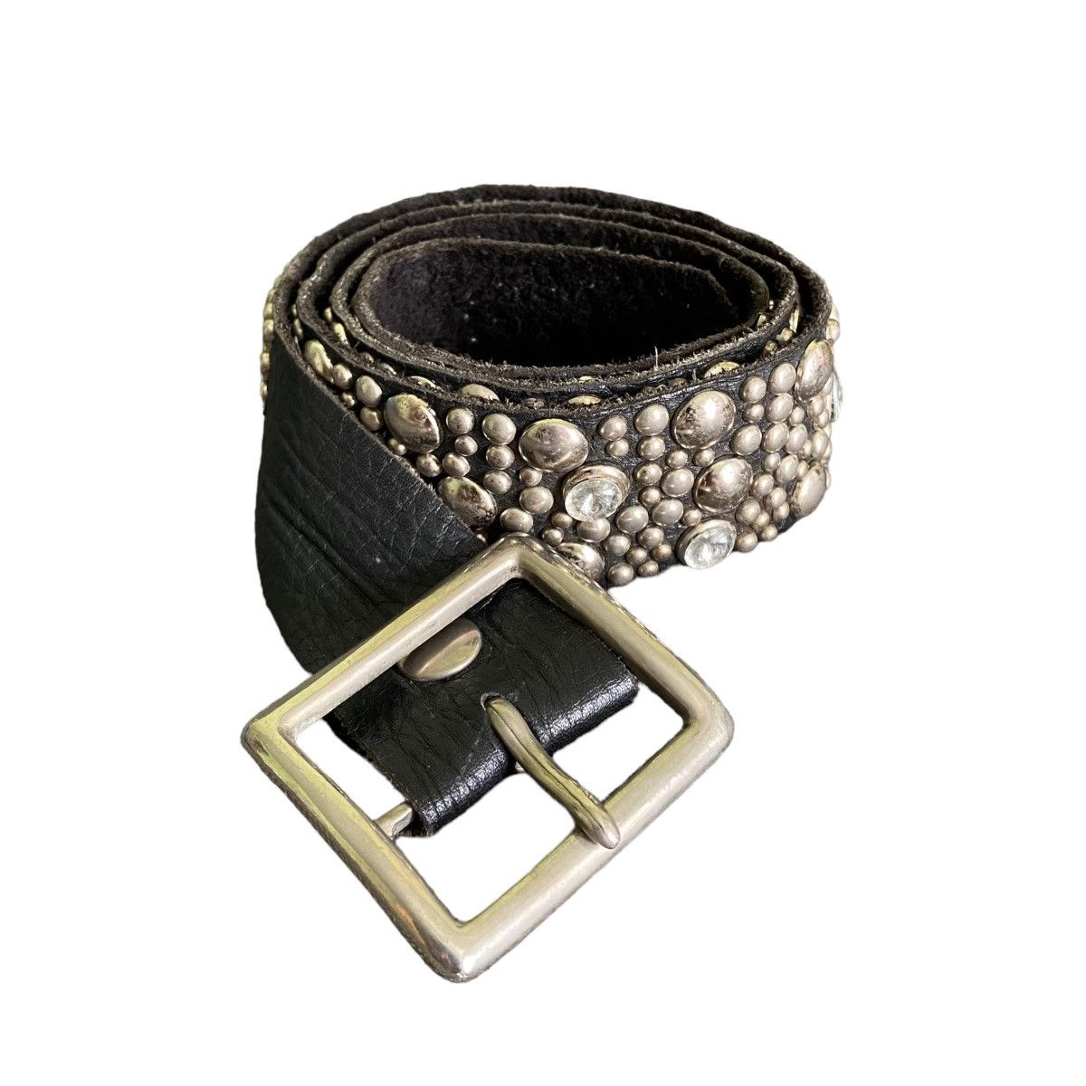 image of Kmrii x Yasuyuki Ishii Vintage Full Studded Leather Belt in Black, Men's