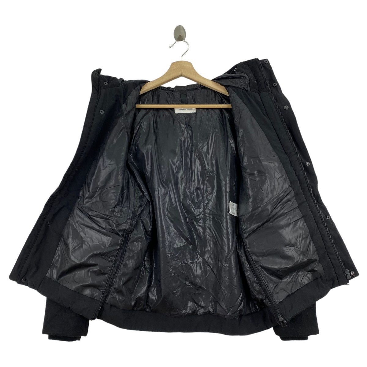 Global Work × Japanese Brand GLOBAL WORK Japanese Brand Multi Pockets Black Wool Hooded Size US M / EU 48-50 / 2 - 3 Thumbnail