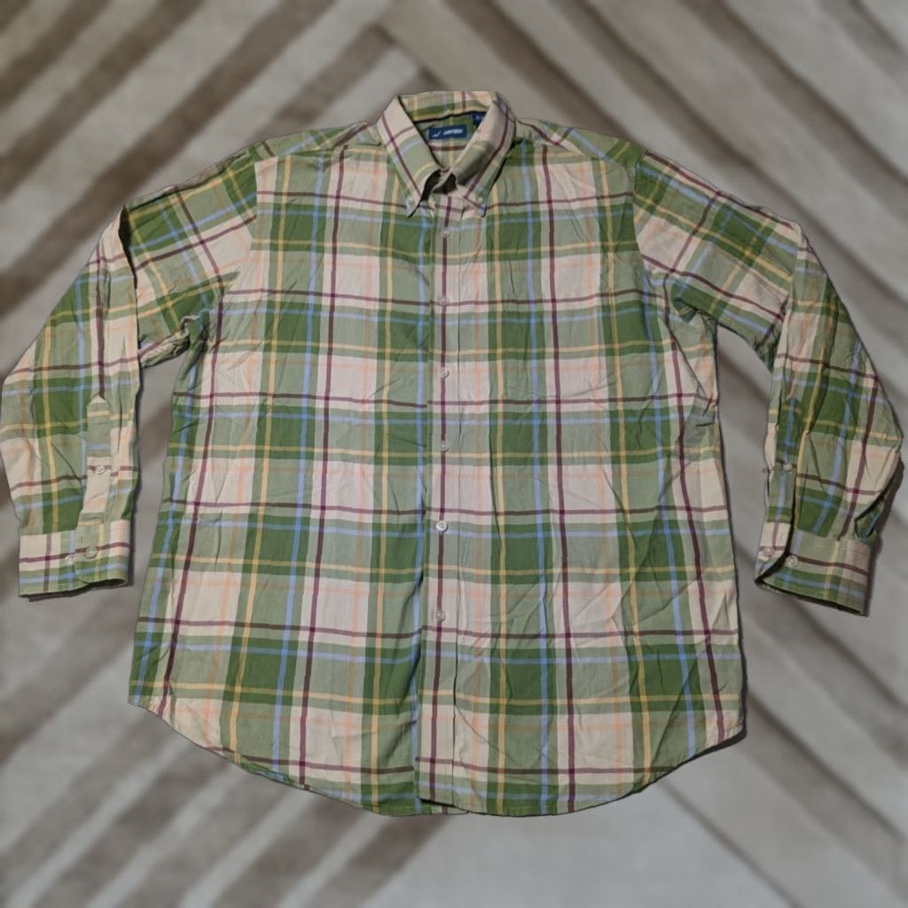 Jantzen JANTZEN Men XL Green Plaid Cotton Long Sleeve Button-Up Shirt Size US XL / EU 56 / 4 - 1 Thumbnail