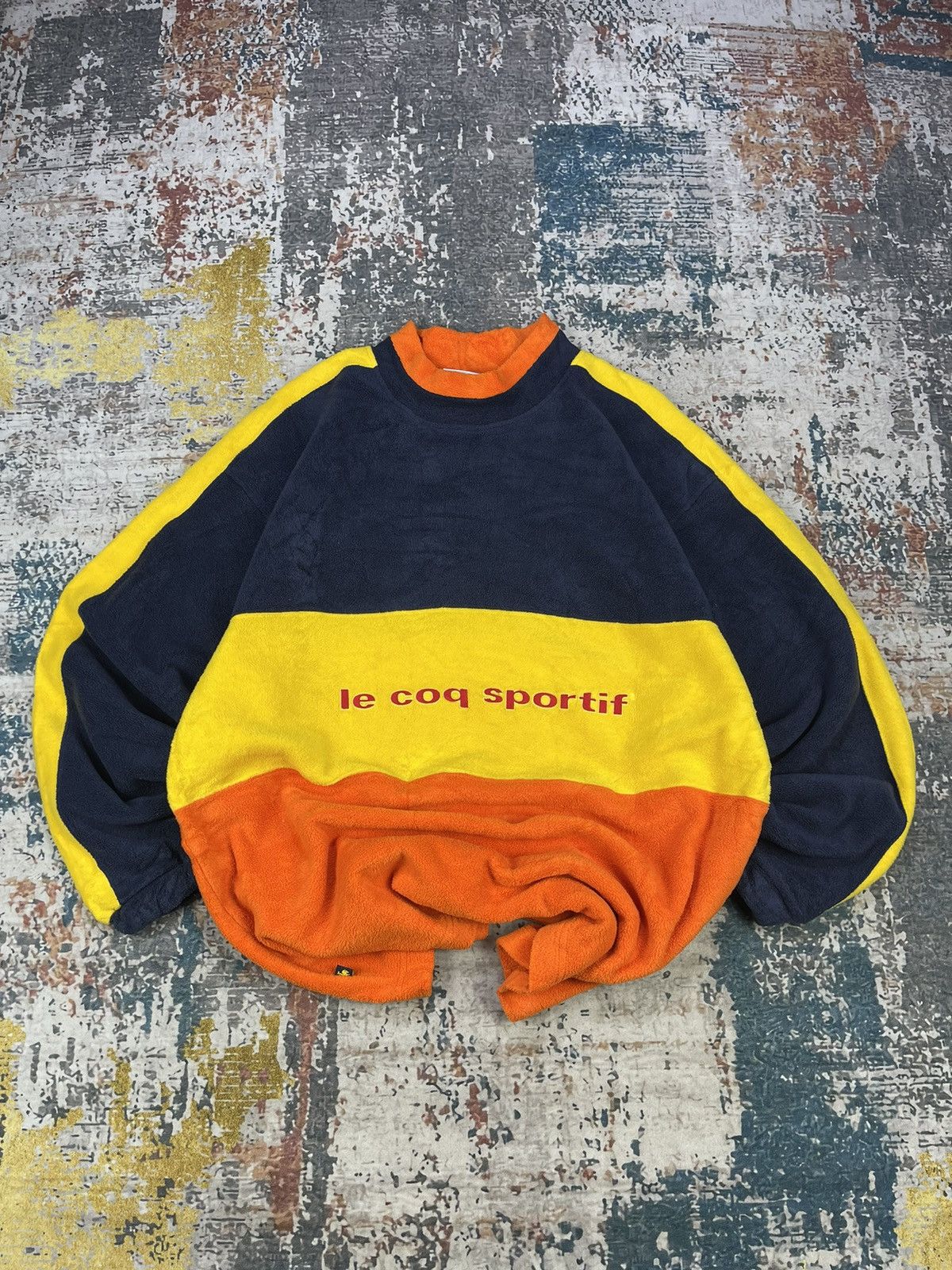Le Coq Sportif Vtg Le Coq Sportif Color Block Fleece Sweaters Size US L / EU 52-54 / 3 - 1 Thumbnail