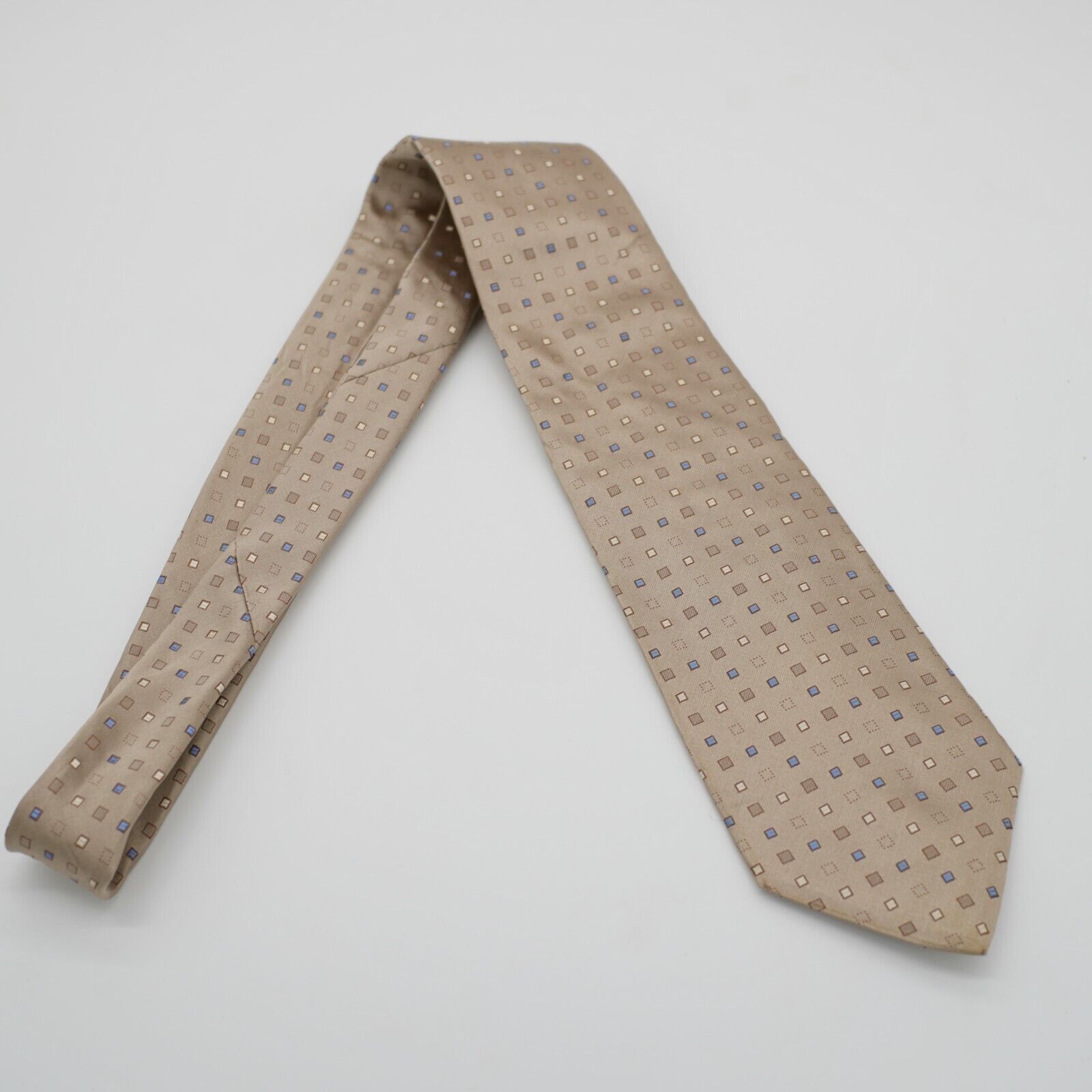 Apt. 9 Apt. 9 Tan Blue Geometric Print Silk Tie Size ONE SIZE - 6 Thumbnail