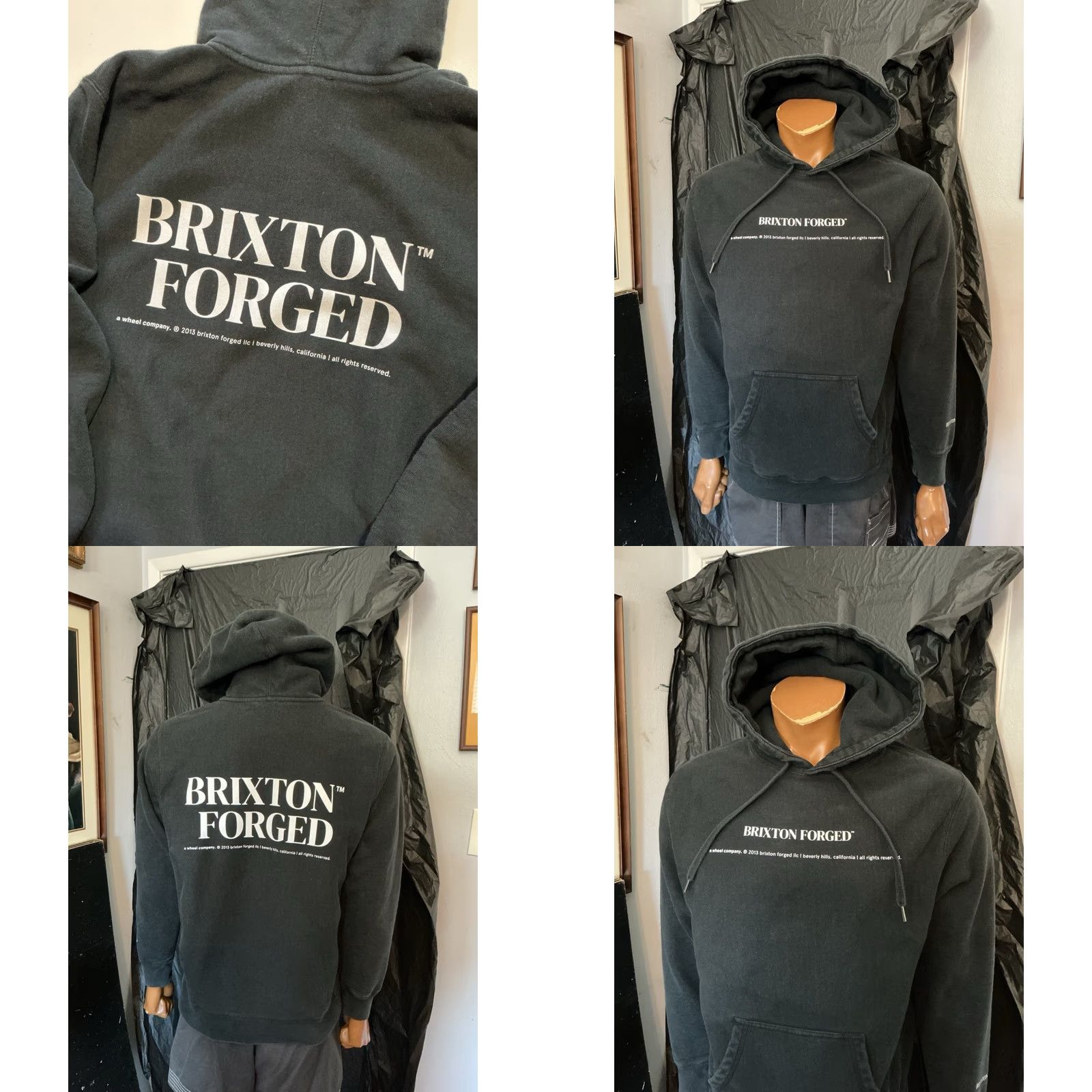 Brixton VINTAGE Brixton Forged A Wheel Company Beverly Hills Black Fleece Pullover Hoodie Mens Size M Size US M / EU 48-50 / 2 - 8 Thumbnail