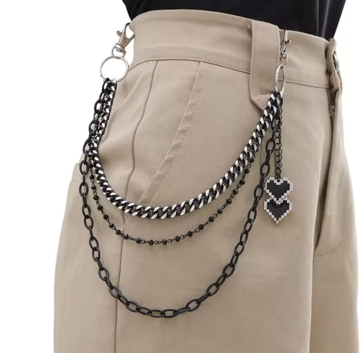 Jewelry Black Love Pendant Keychain Jeans Pants Chain Size ONE SIZE - 1 Thumbnail
