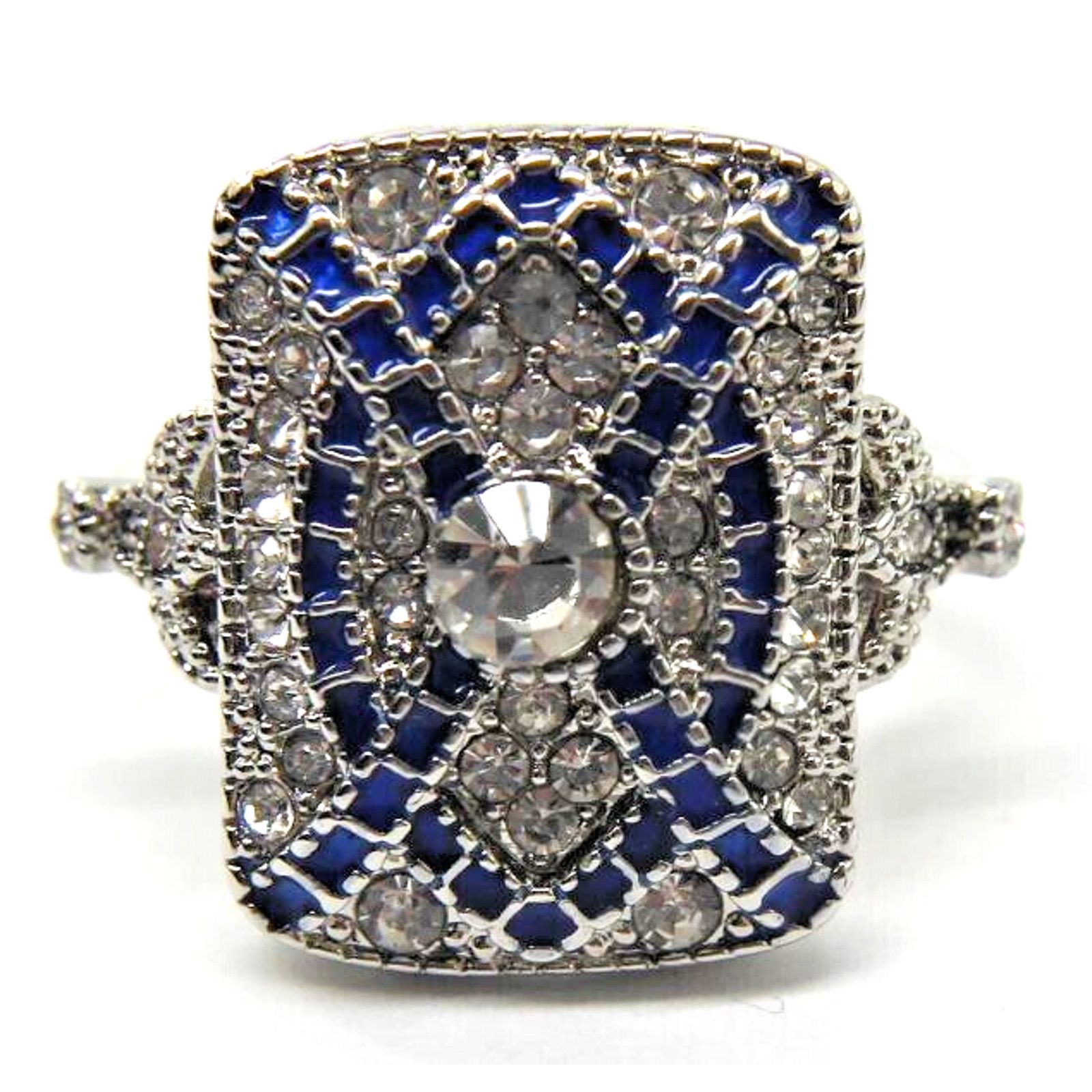 Other Faux Art Deco Style Ring •Rhinestone Diamond Look •Size 7.75 Size ONE SIZE - 1 Thumbnail