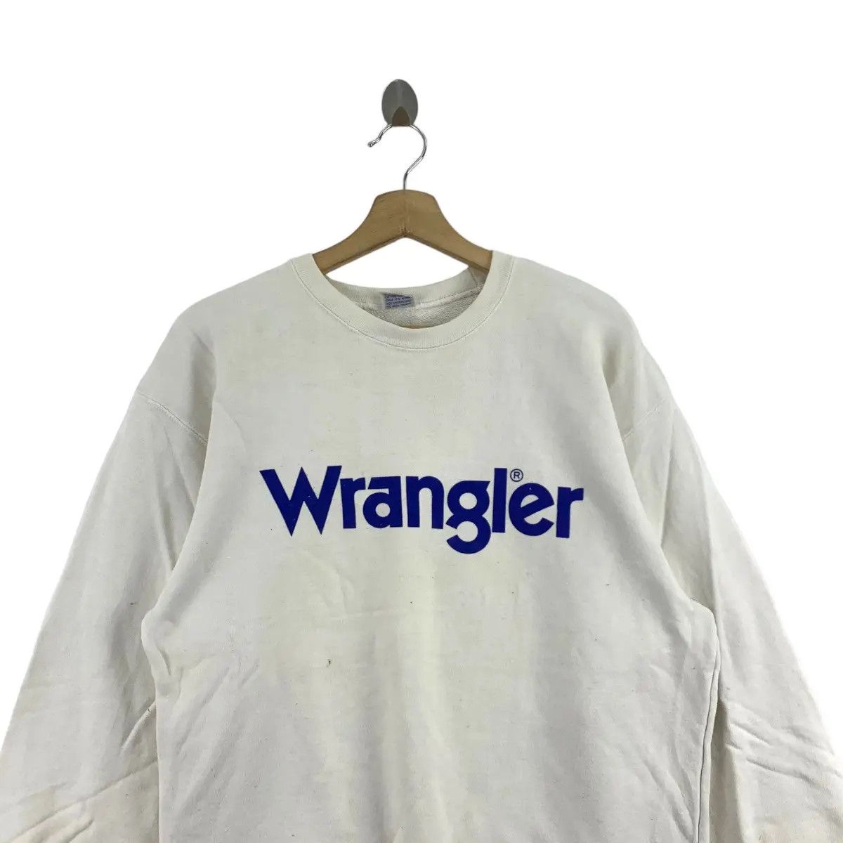 Wrangler Vintage 90s WRANGLER USA Brand Print White Sweatshirt Size US L / EU 52-54 / 3 - 4 Thumbnail
