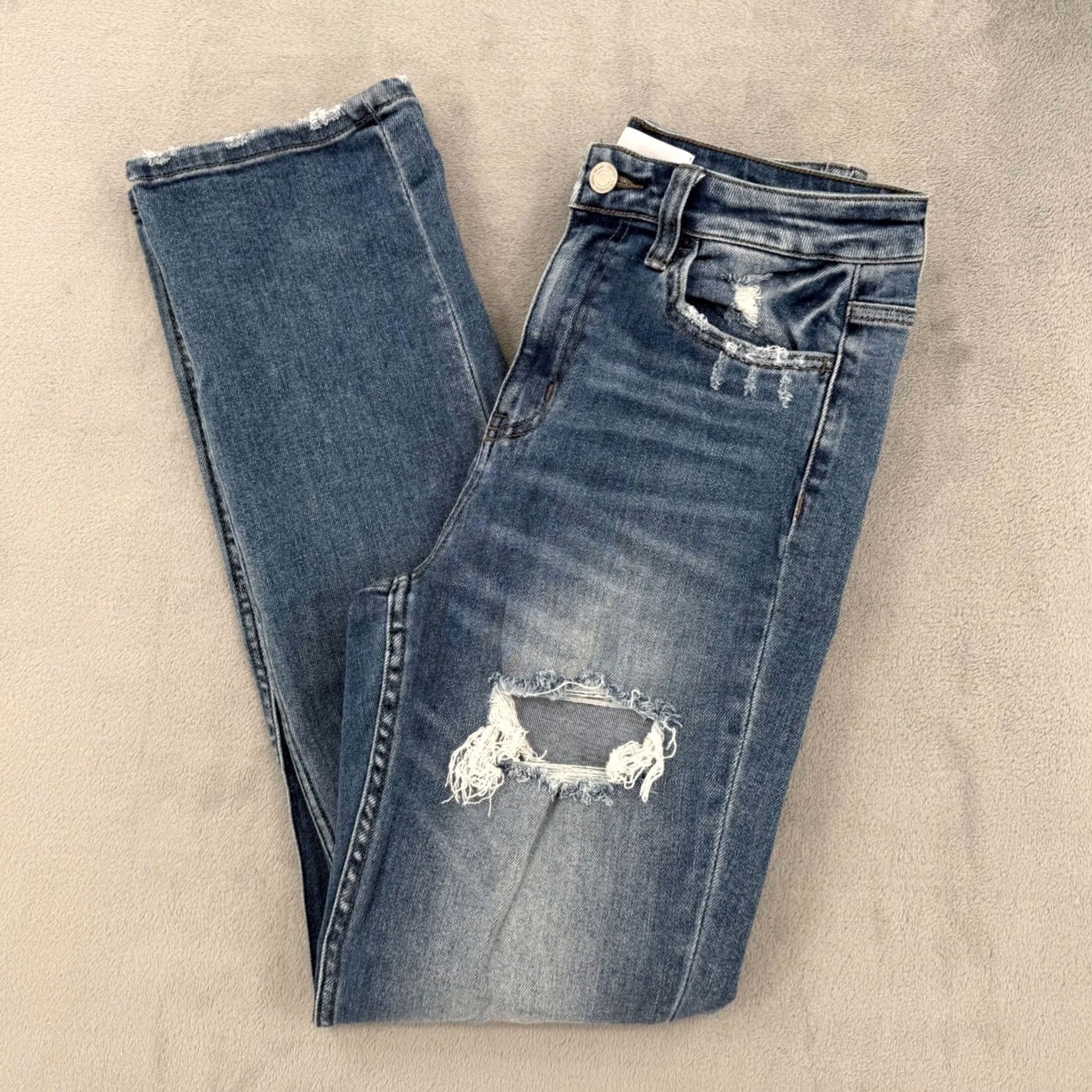 Vintage Vervet Jeans Blue Women's 26 Distressed High Rise Skinny 5-Pocket Denim Side Zipper Button Size 26" / US 2 / IT 38 - 2 Thumbnail