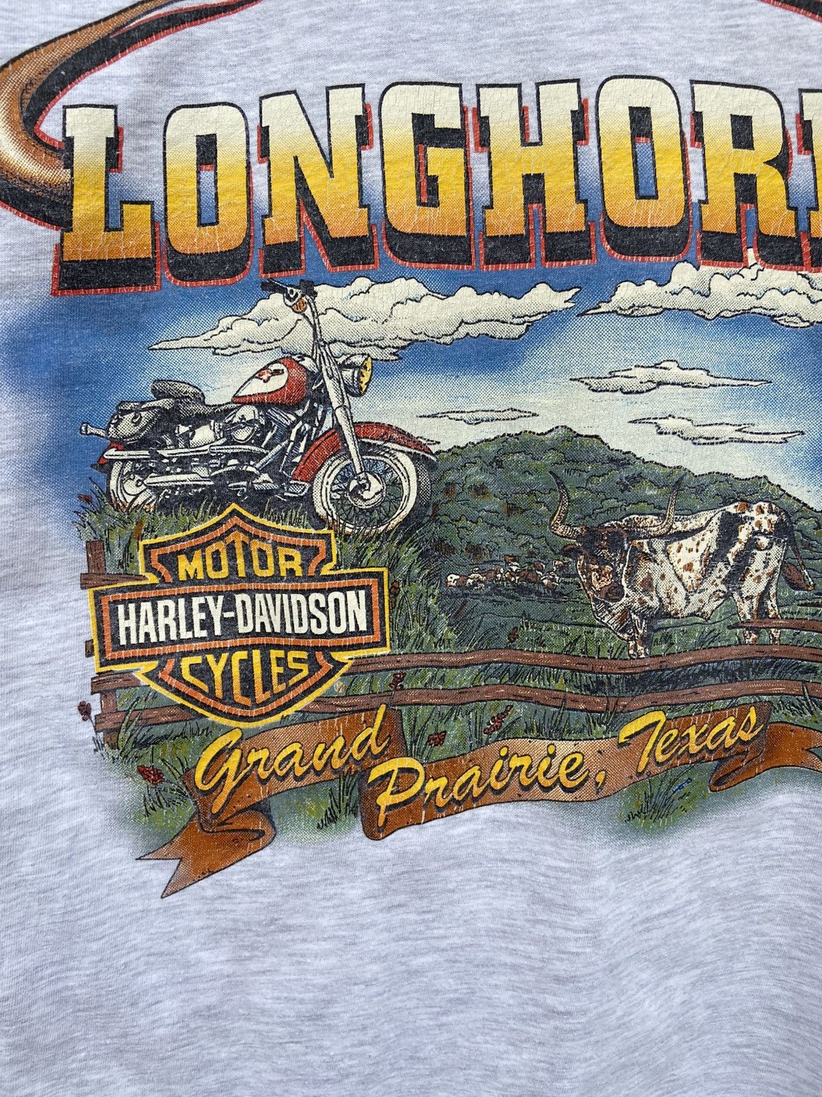 Harley Davidson 🔥 Vintage 90s Vintage Harley Davidson t shirt Longhorn Size US L / EU 52-54 / 3 - 3 Thumbnail