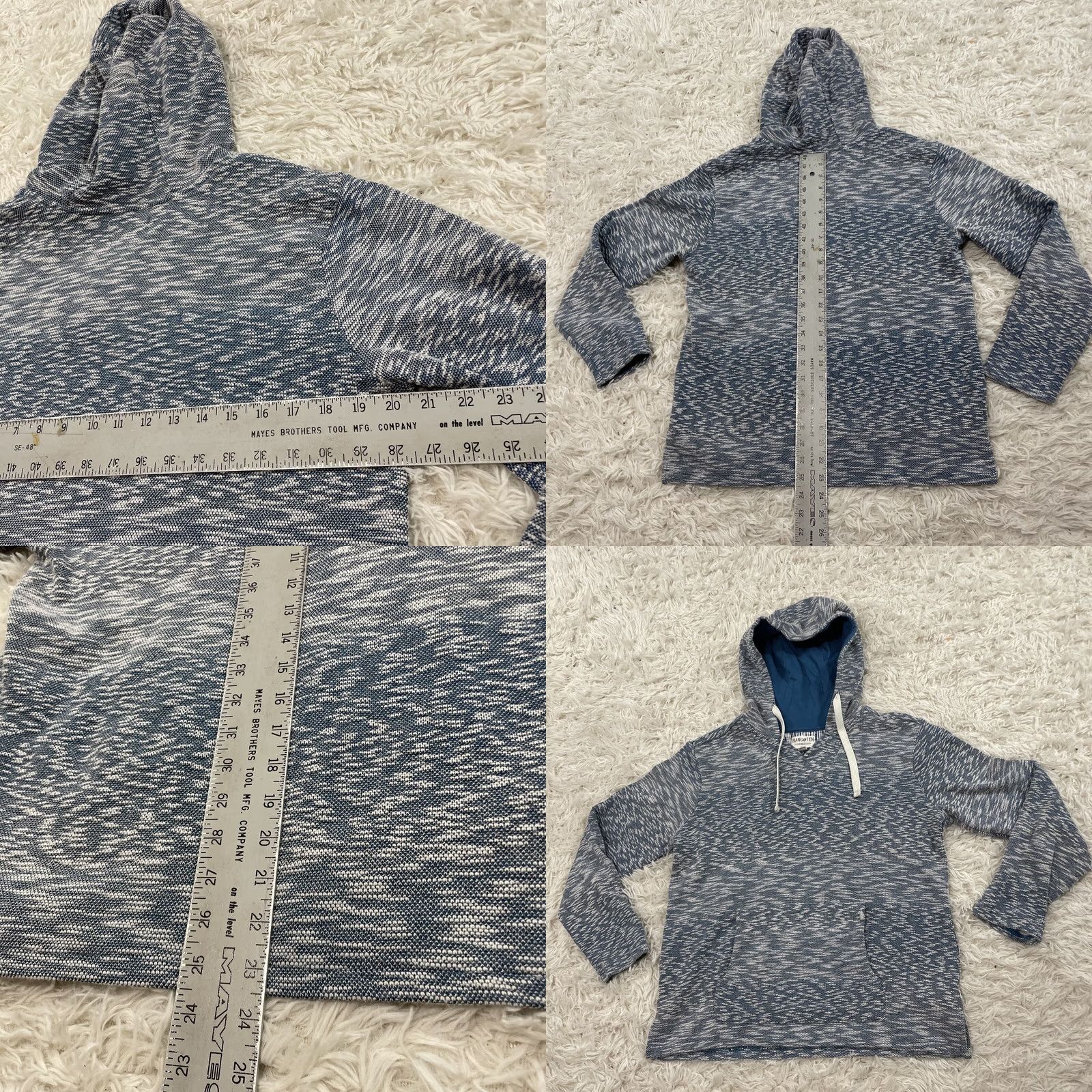 Hang Ten Hang Ten Hoodie Adult L Blue Gray Stripe Surf Beach Pullover Hooded Knit Sweatshirt Sweatshirt Size US L / EU 52-54 / 3 - 8 Thumbnail