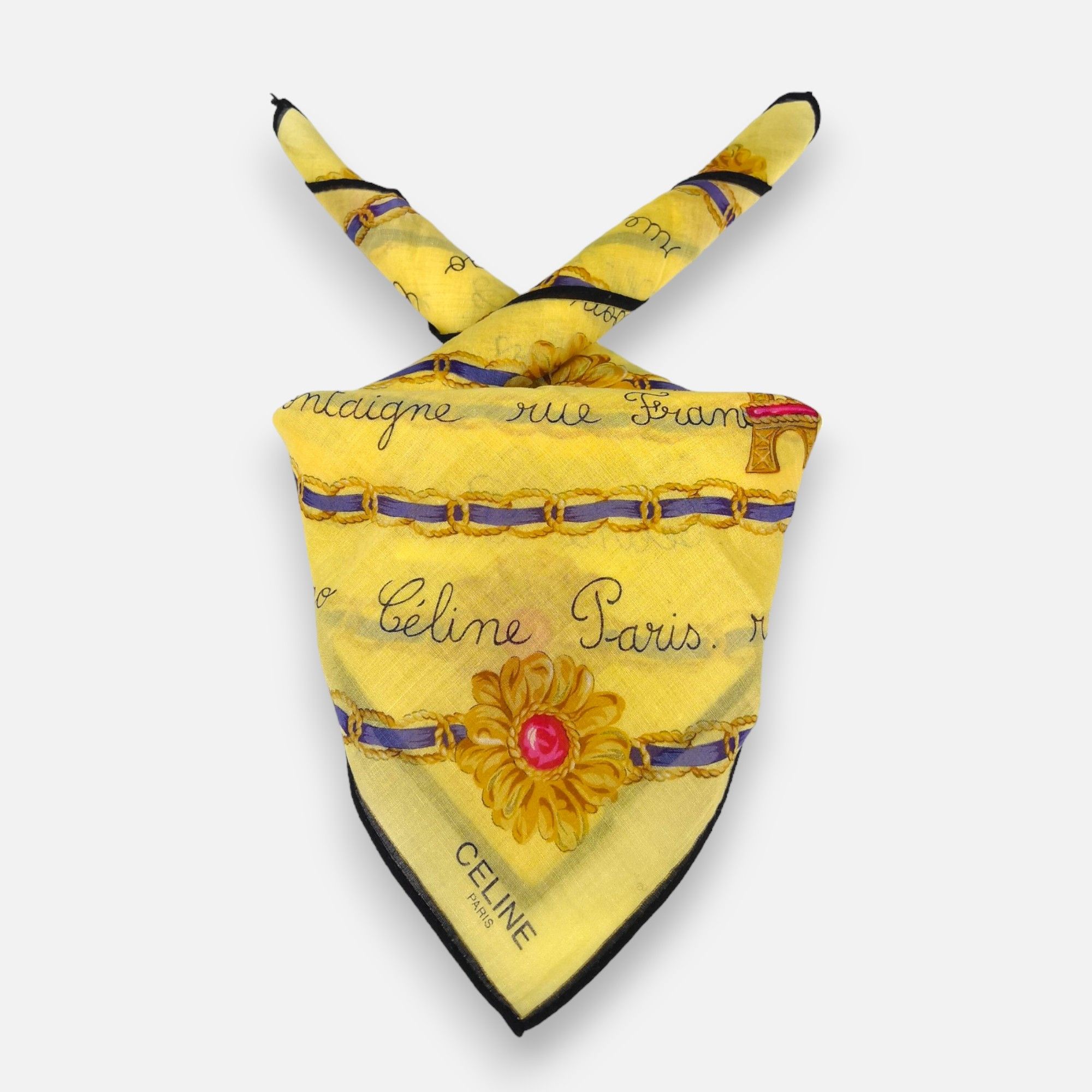 Celine × Vintage Vintage 90s Celine Paris Handkerchief Pocket Square Bandana Size ONE SIZE - 1 Thumbnail