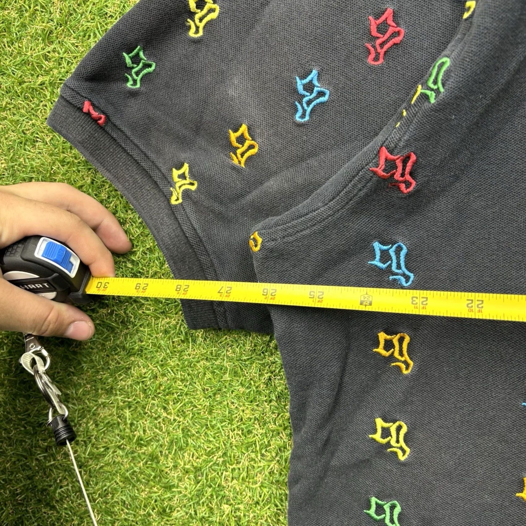 Coogi COOGI Button-Up Shirt Mens 2XL Black Rainbow Embroidered 90s Vintage Logo AOP Polo Craft Cotton Short Sleeve Casual Mens Size US XXL / EU 58 / 5 - 7 Thumbnail