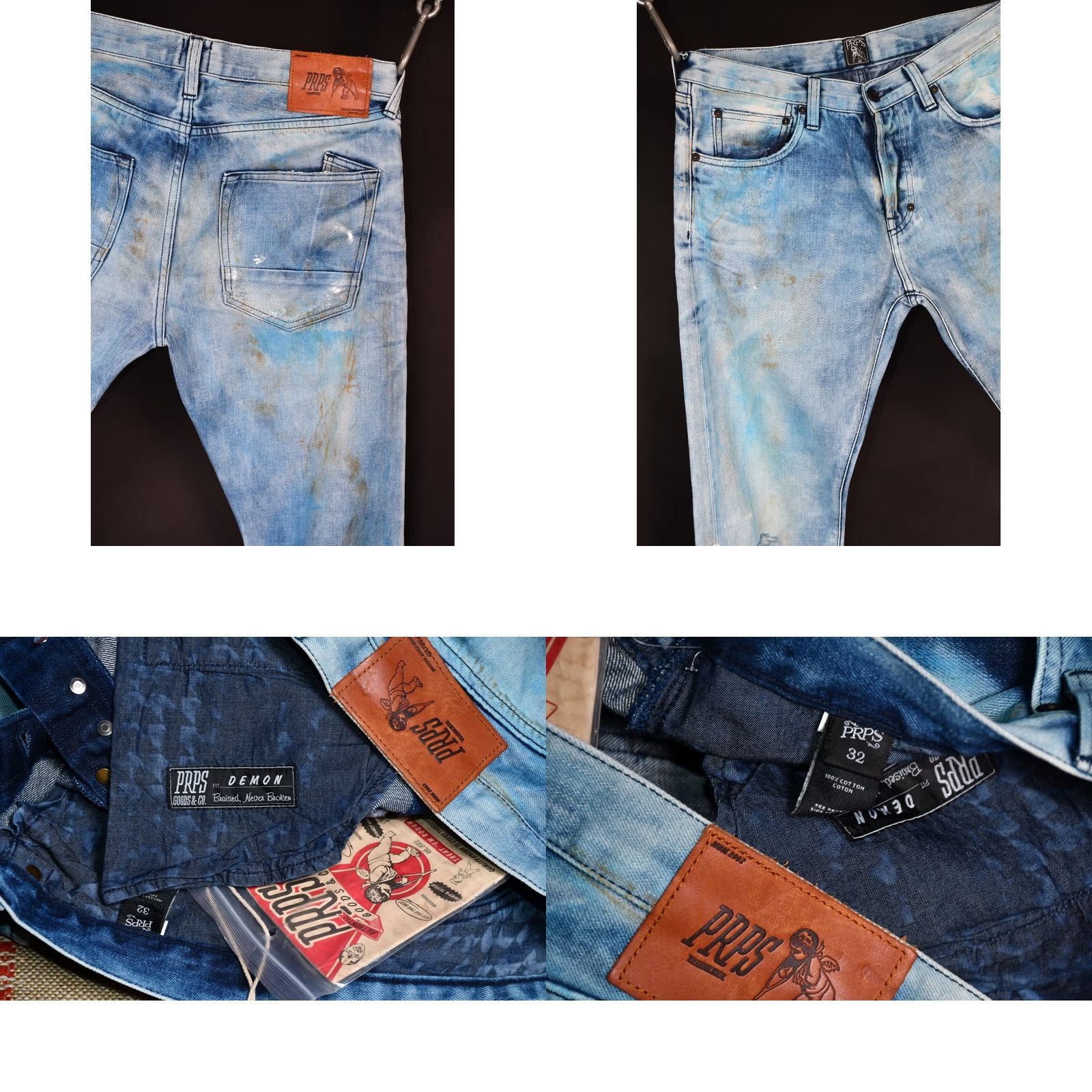 Prps PRPS Demon Jeans Slim Straight Distressed W32 Jeans Mens Slim Regular Blue 34 Inseam 100% Cotton Denim Brand: Prps Pattern: Solid Size US 32 / EU 48 - 8 Thumbnail