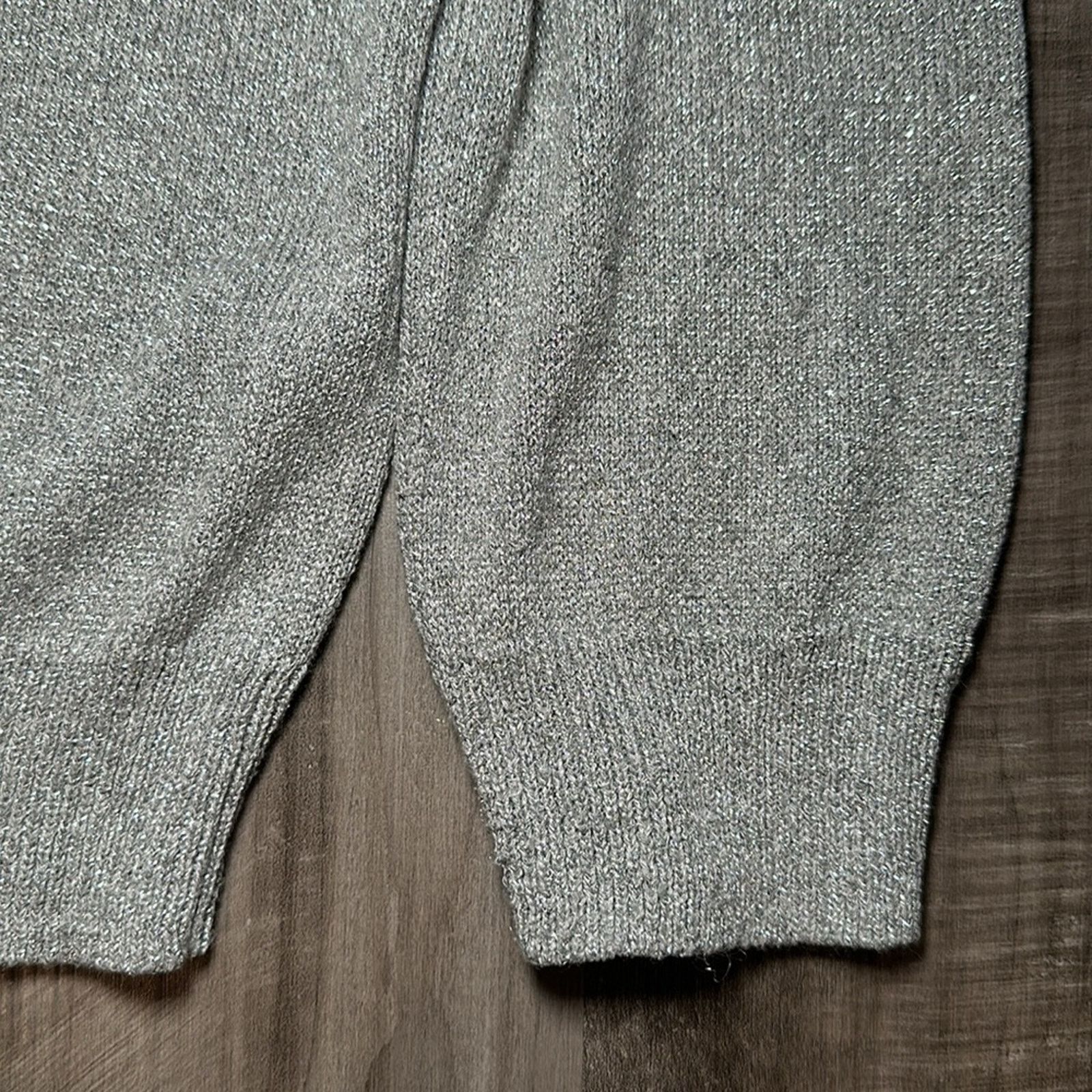 CO Co Puff Shoulder Italian Yarns Metallic Knit Sweater - Large Size L / US 10 / IT 46 - 3 Thumbnail