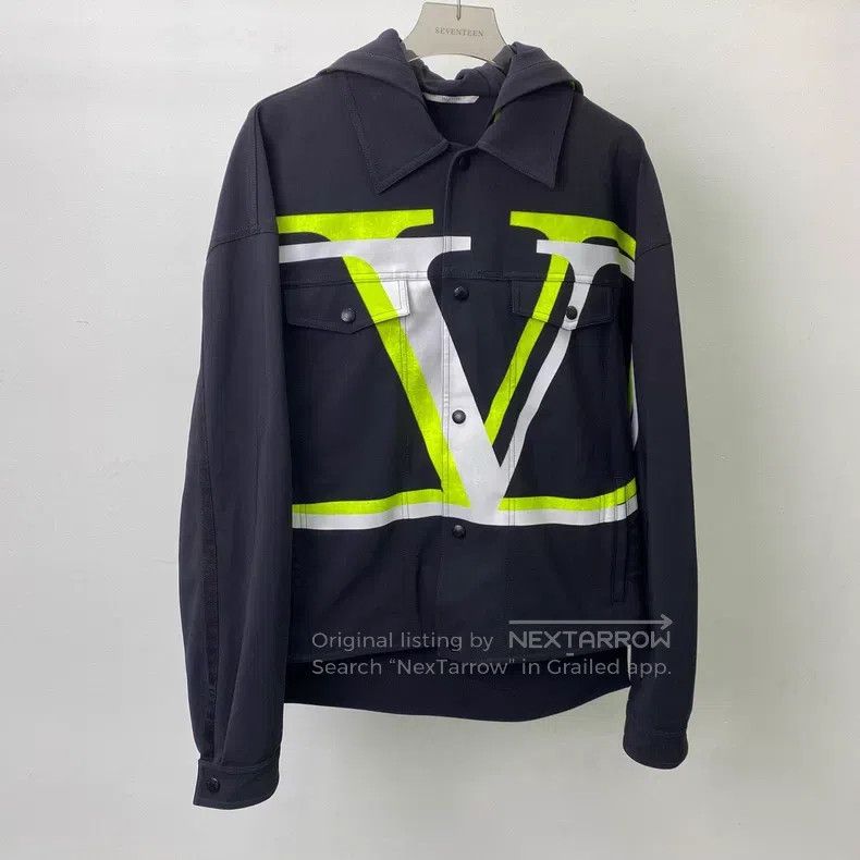 Valentino Black space cotton hooded zip jacket