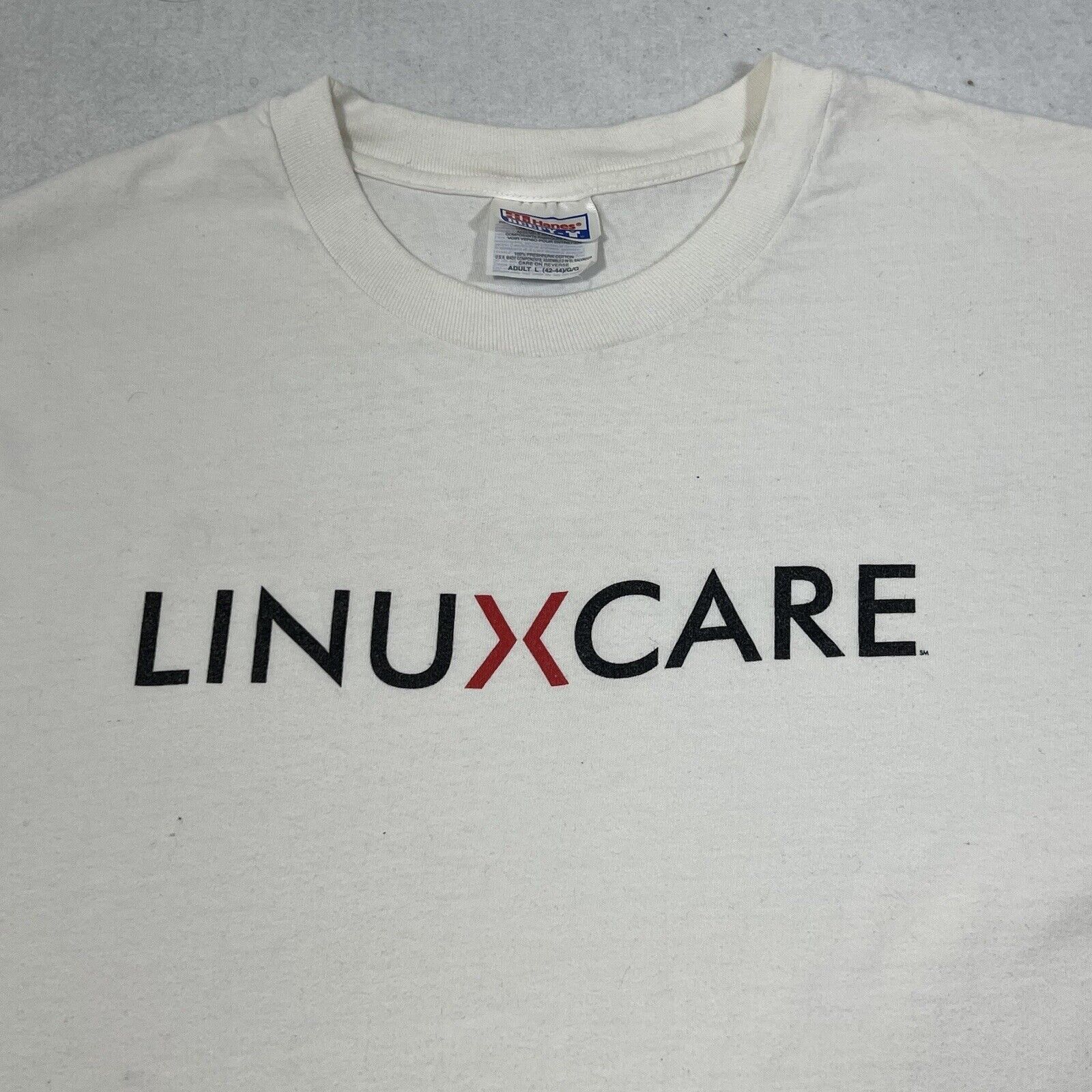 Hanes Vintage Linuxcare White Tee Graphic T Shirt Hanes Size US L / EU 52-54 / 3 - 2 Thumbnail