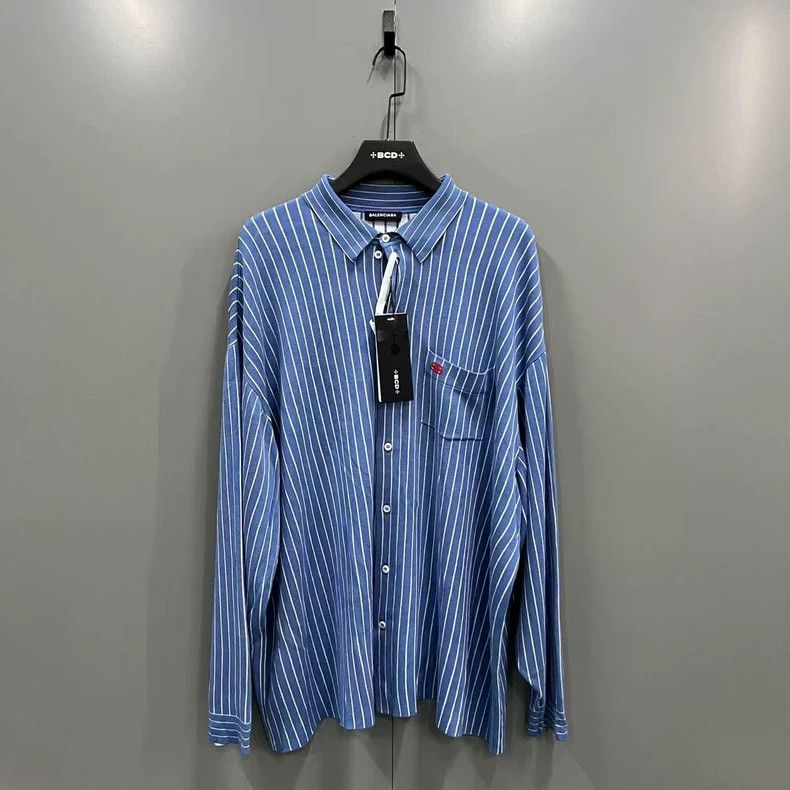 Balenciaga Balenciaga Striped Belted Long Sleeve Shirt Size US L / EU 52-54 / 3 - 1 Thumbnail