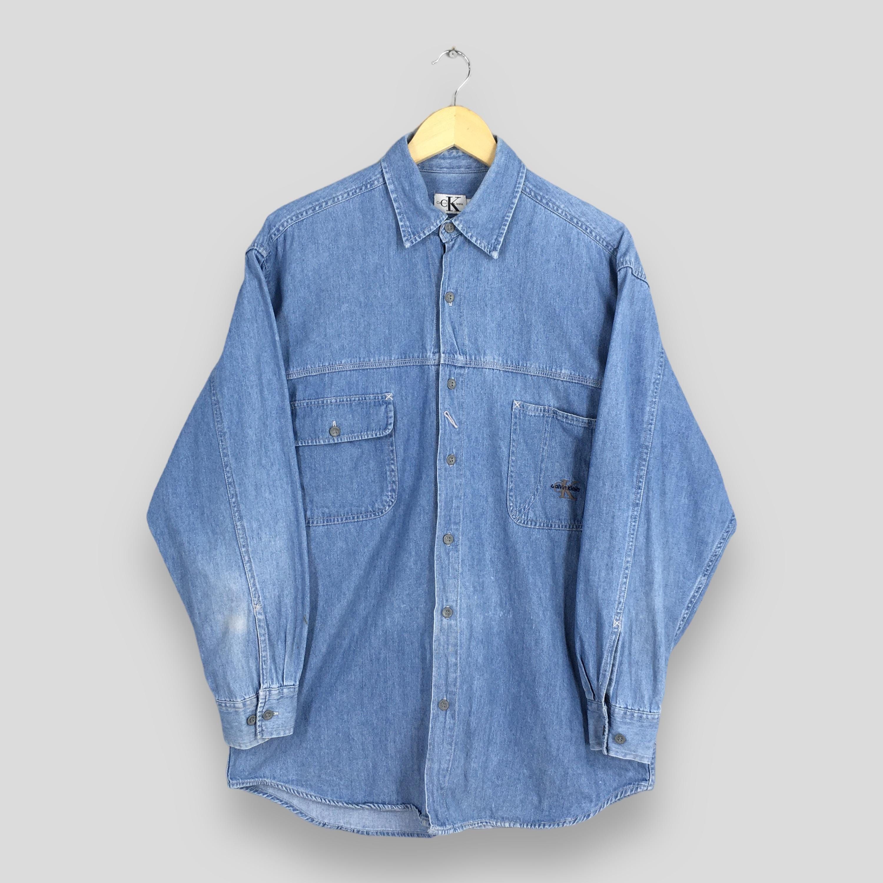 Calvin Klein × Vintage Vintage Calvin Klein USA Denim Shirt Large Size US L / EU 52-54 / 3 - 1 Thumbnail