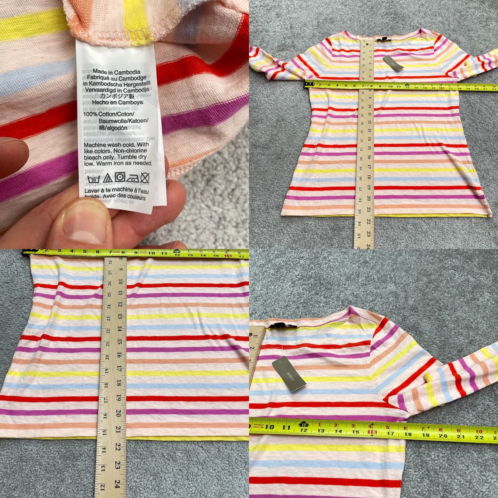 J.Crew J.CREW T-Shirt Womens Small Multicolor Striped Boat Neck Long Sleeve Cotton NWD Size S / US 4 / IT 40 - 8 Thumbnail