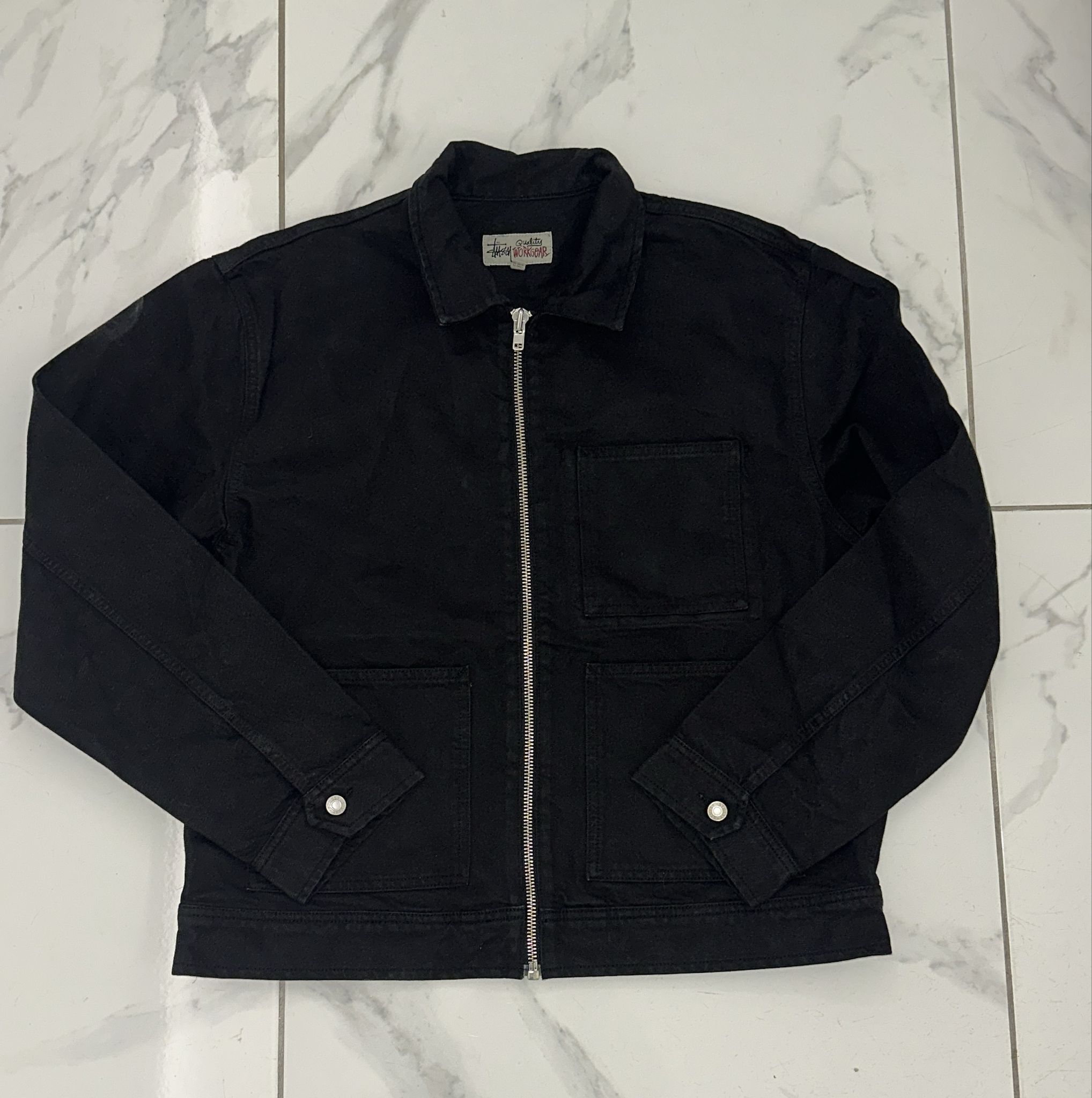 Stussy × Vintage Stussy black denim work jacket by stussy