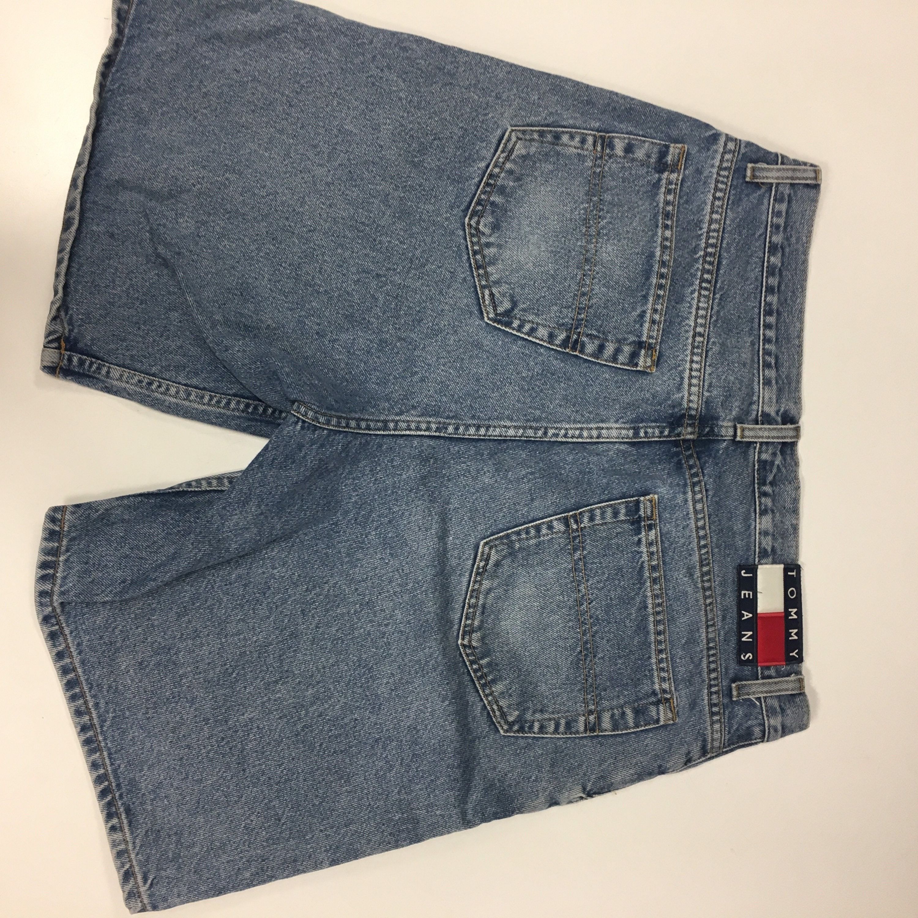 Tommy Hilfiger 90's Blue Jeans DEMIN FLAG Logo HIP HOP Baggy Shorts 36 Size US 36 / EU 52 - 3 Thumbnail