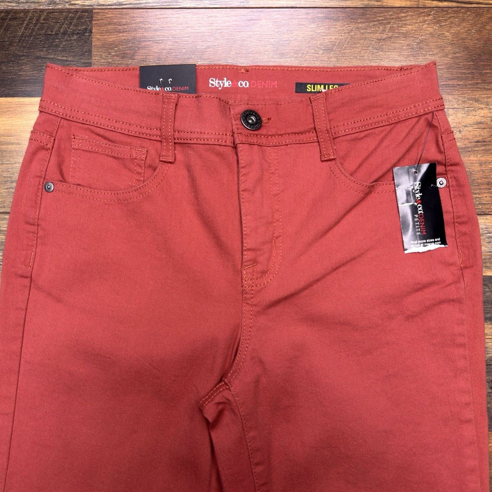 Vintage Style&co Slim Leg Jeans Womens 4 Petite Red High Rise Stretch New Size 27" / US 4 / IT 40 - 3 Thumbnail