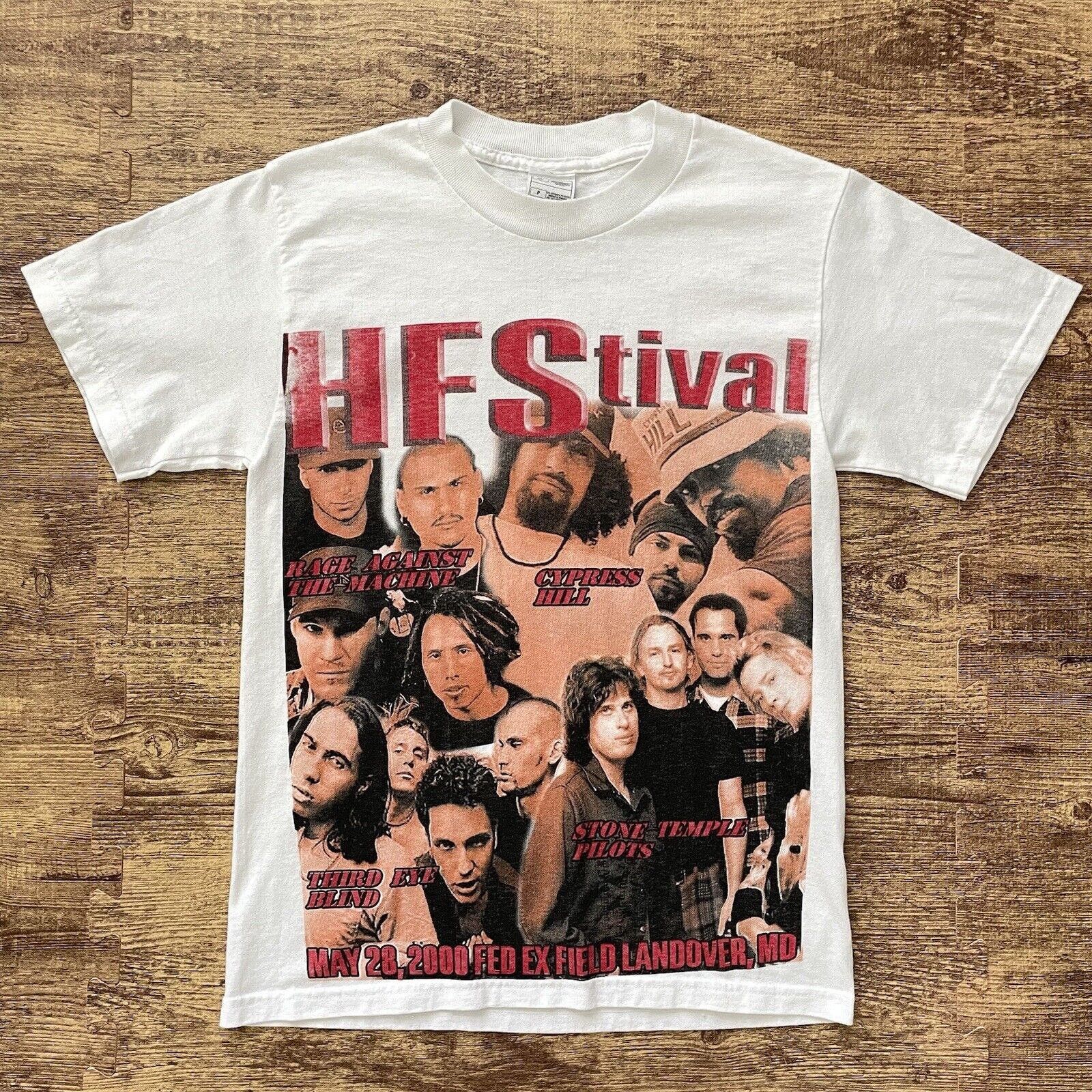 Image of Band Tees x Rap Tees Vintage 2000 Hfstival Festival Rap Lineup T-Shirt Small in White, Men's