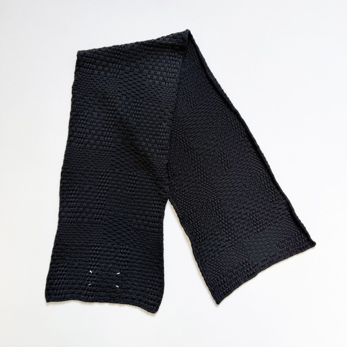 Maison Margiela Late 2000s Textured Checkerboard Wool Scarf Size ONE SIZE - 1 Thumbnail