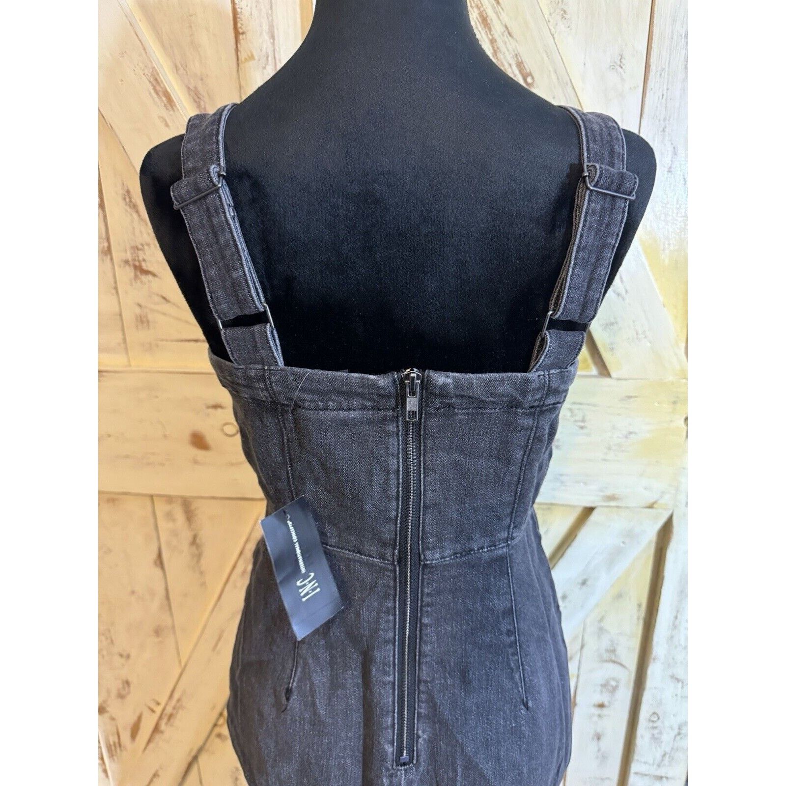 I.N.C INC Women’s Lace Up Denim Dress | Deep black | Size 0 Size S / US 4 / IT 40 - 5 Thumbnail