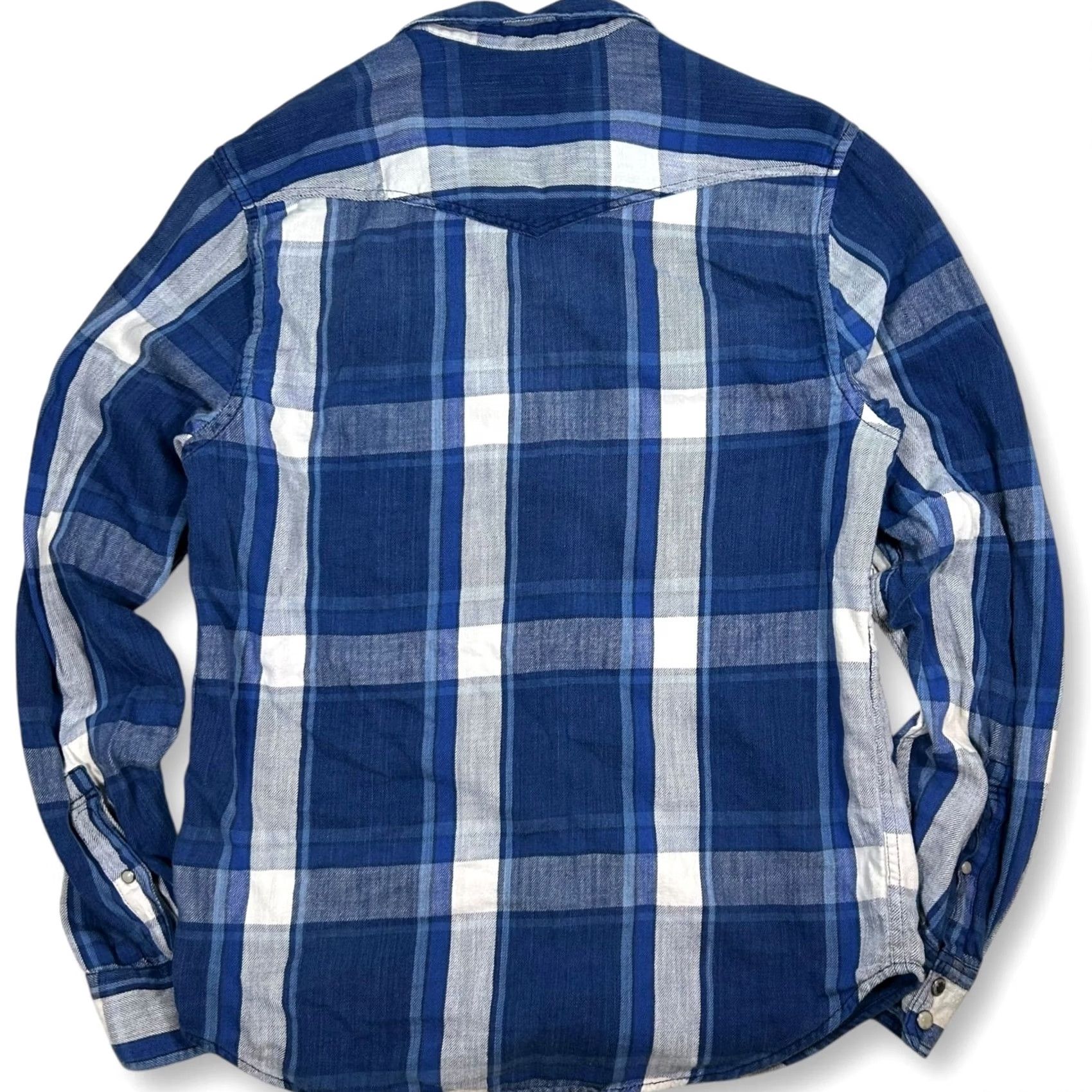 Lucky Brand Lucky Brand Plaid Western Shirt Mens Long Sleeve Small Blue Button-Up, Classic Fit, Chest Pockets, Cotton Blend Size US S / EU 44-46 / 1 - 3 Thumbnail