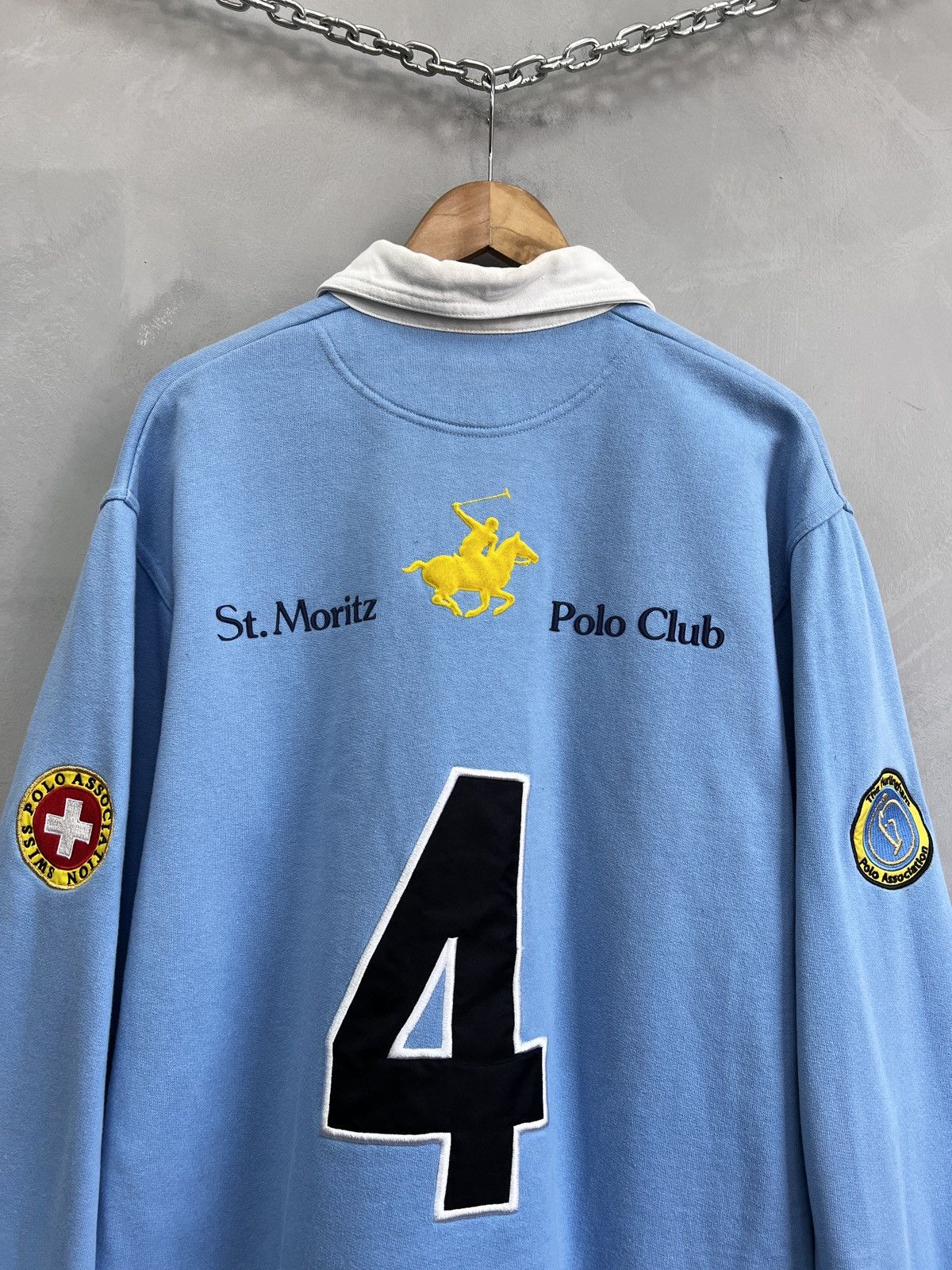 Polo Ralph Lauren Polo St. Moritz Blue Rugby Sweatshirt Y2K Preppy Size US M / EU 48-50 / 2 - 11 Thumbnail