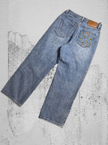 Japanese Brand Crazy Crash Dirty Baggy Faded Jean Japan Avant Garde Style Size US 28 / EU 44 - 1 Thumbnail