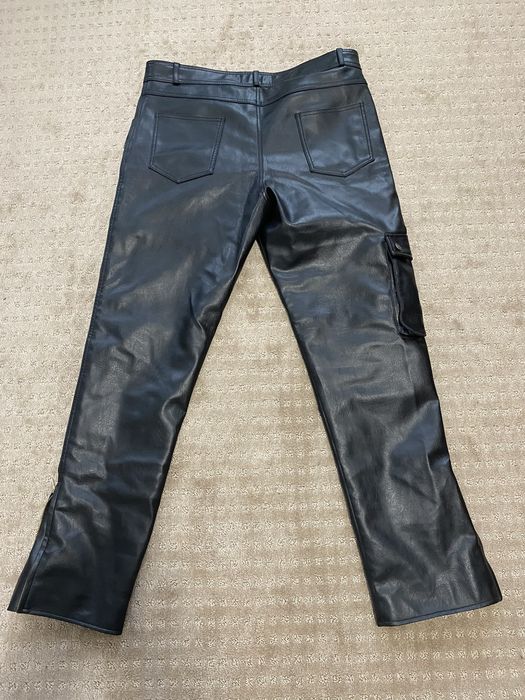 Vintage Stacked Flared Leather Pants | Grailed