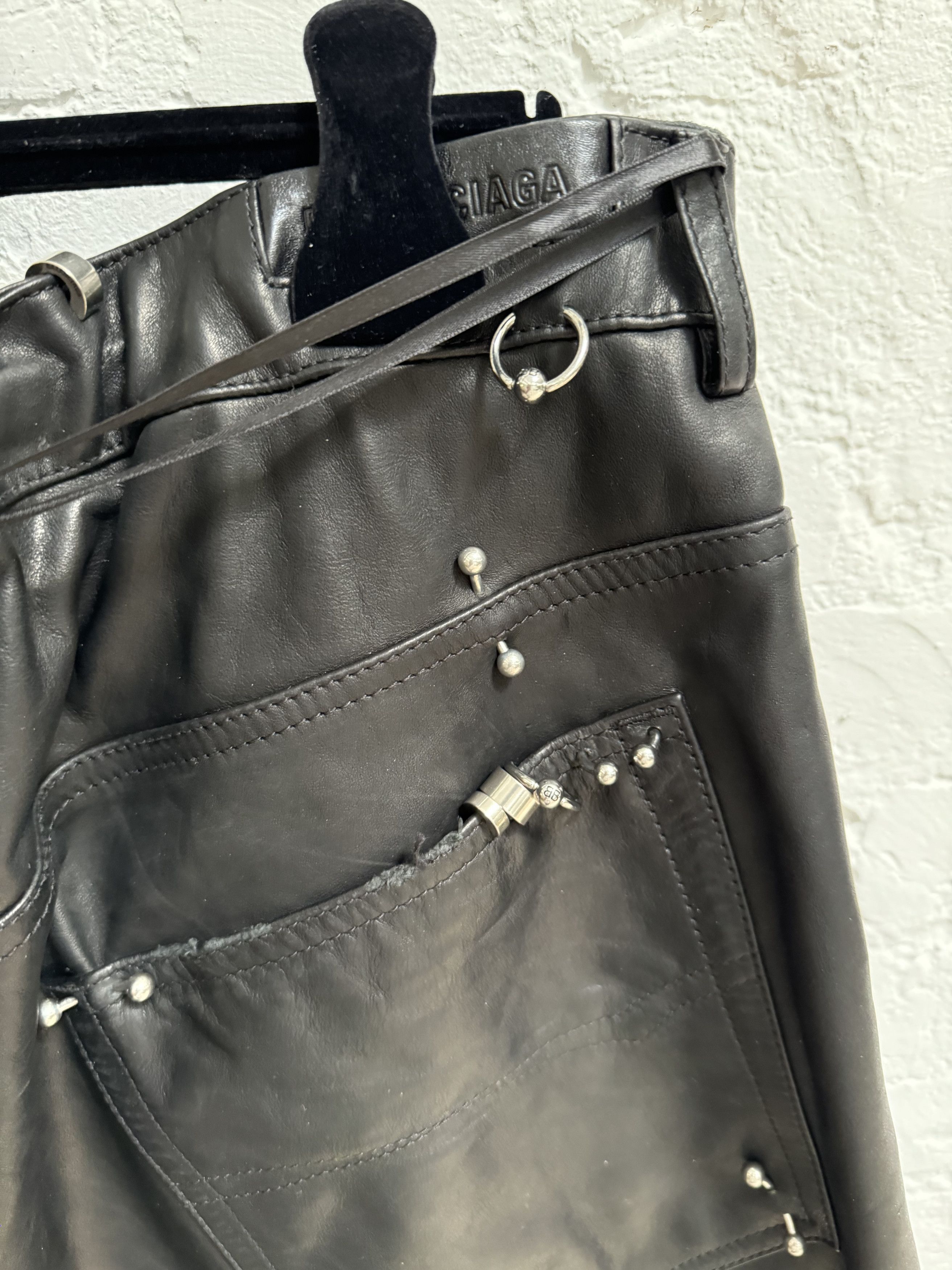 Balenciaga Balenciaga Pierced Leather Pants Size US 36 / EU 52 - 10 Thumbnail