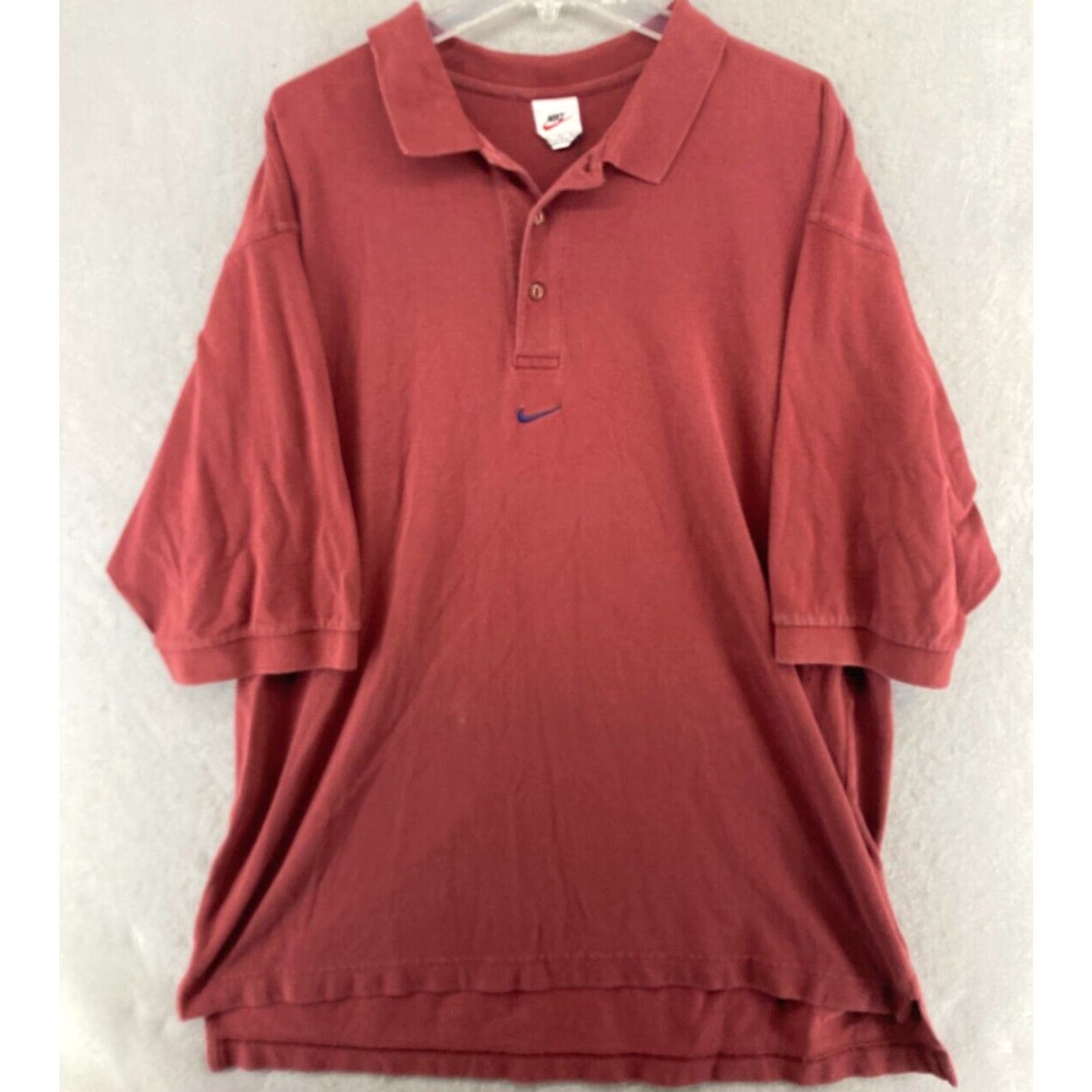 Nike VINTAGE Nike Polo Shirt XL Red 90s Mens Polo Shirt Red Nike Relaxed Size US XL / EU 56 / 4 - 2 Thumbnail