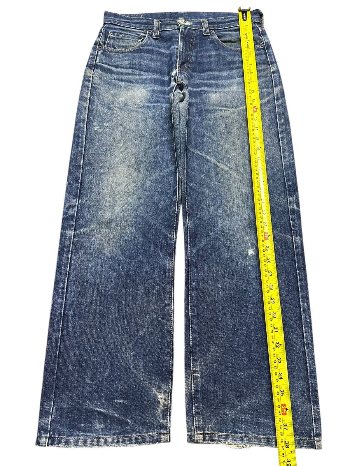 Japanese Brand Vintage Japanese Blue Faded Wash Clawmark Whisker Baggy Fit Size US 30 / EU 46 - 14 Thumbnail