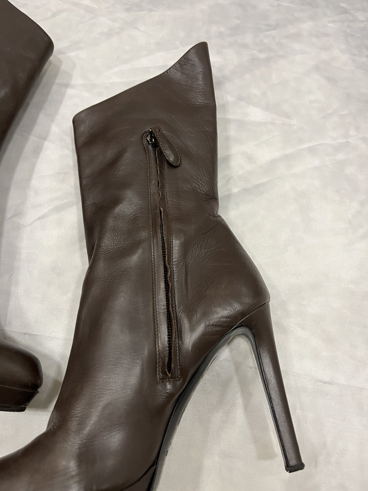 Jil Sander Jil Sander Brown Leather Platform High Heel Boots Size US 10 / IT 40 - 11 Thumbnail