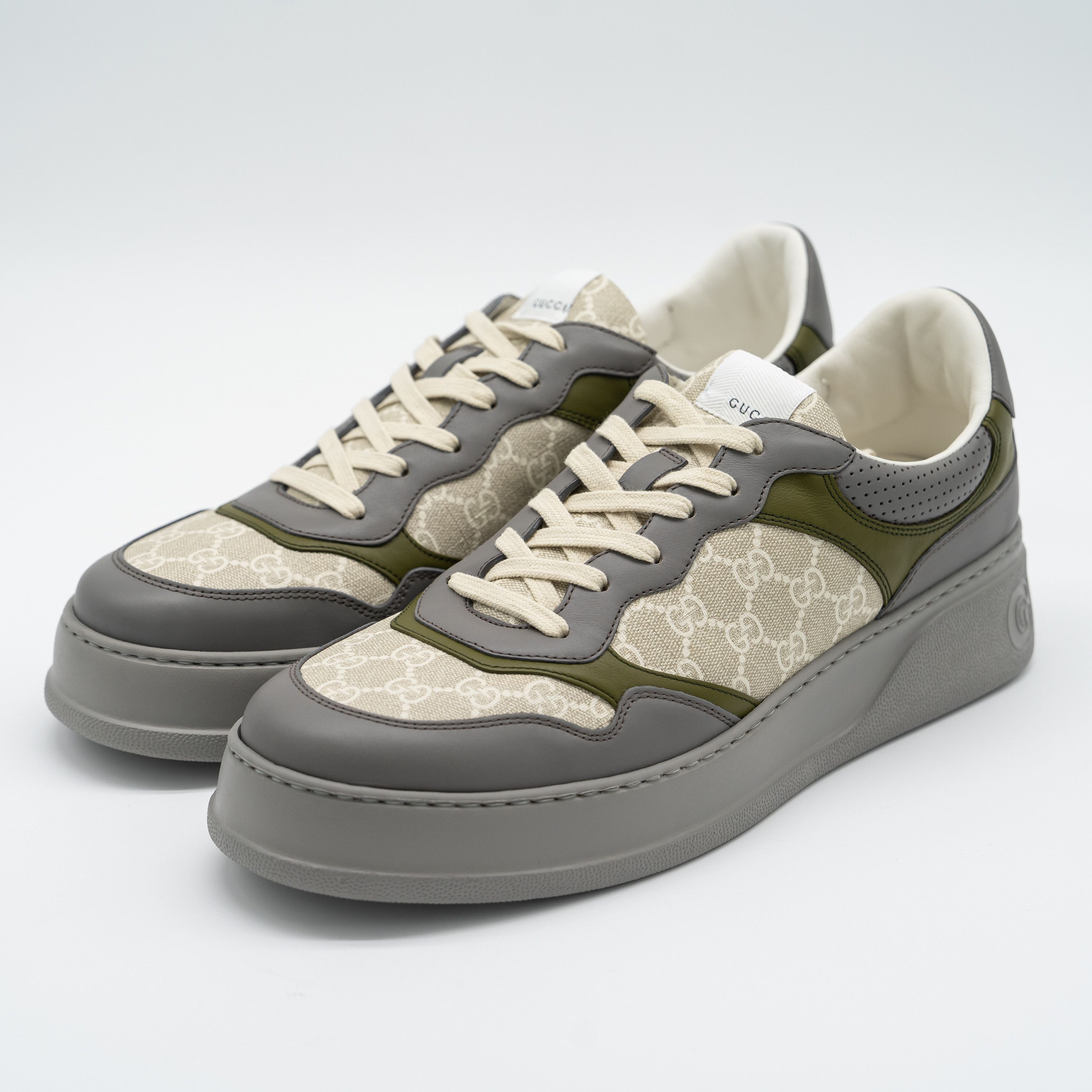 Gucci Gucci GG Chunky B Sneakers Green Beige Grey GG Leather Size US 15 / EU 48 - 1 Thumbnail
