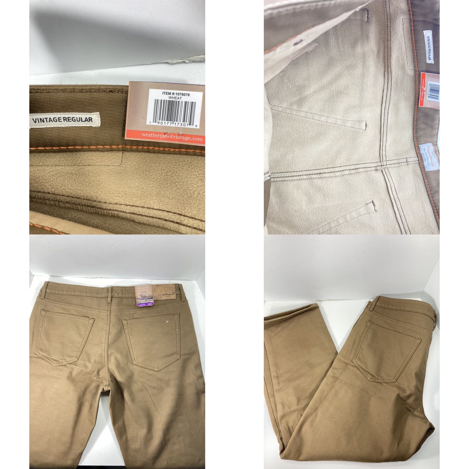 Weatherproof VINTAGE Weatherproof Men's Fleece-Lined Pants 40X30 Stretch Canvas Regular Fit Brown Size US 40 / EU 56 - 8 Thumbnail