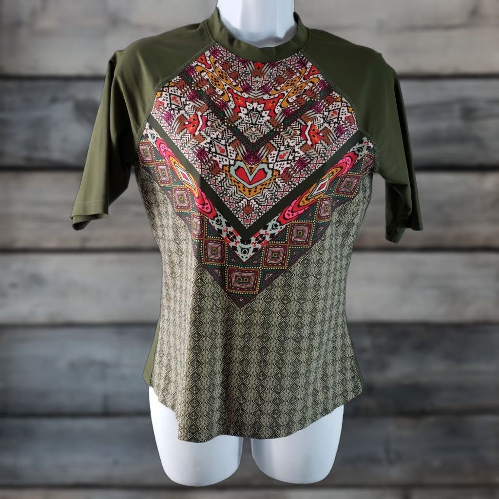 Prana VINTAGE Prana Womens Geo Janae Sun Top Shirt Womens Small Green pink Sun Top Size S / US 4 / IT 40 - 1 Thumbnail
