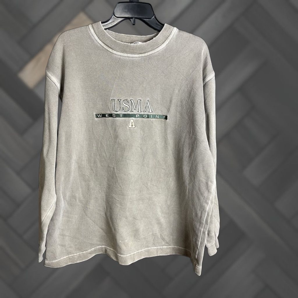 VINTAGE USMA West Point Military Academy Corduroy Sweatshirt Mens Large Beige Corduroy Sweatshirt 80s 90s Vintage Military Theme Unisex Winter