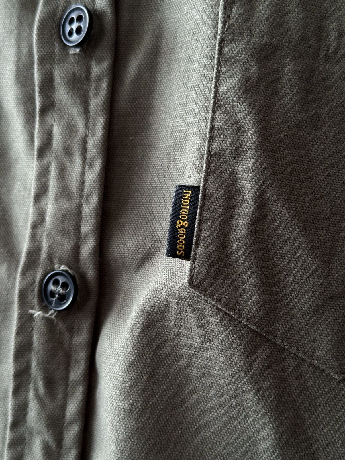 Designer × Indigo × Japanese Brand Indigo & Goods London Khaki Cotton Button Shirt Size US M / EU 48-50 / 2 - 4 Thumbnail