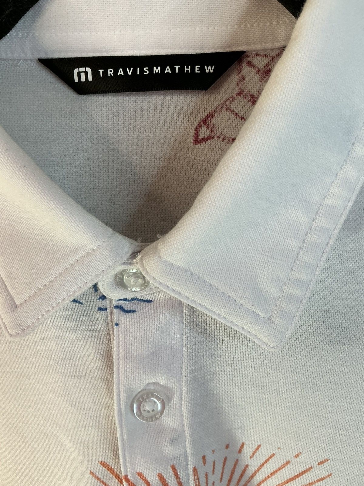 TravisMathew TravisMathew Polo Shirt Men Medium White Graphic Print Golf Size US M / EU 48-50 / 2 - 3 Thumbnail