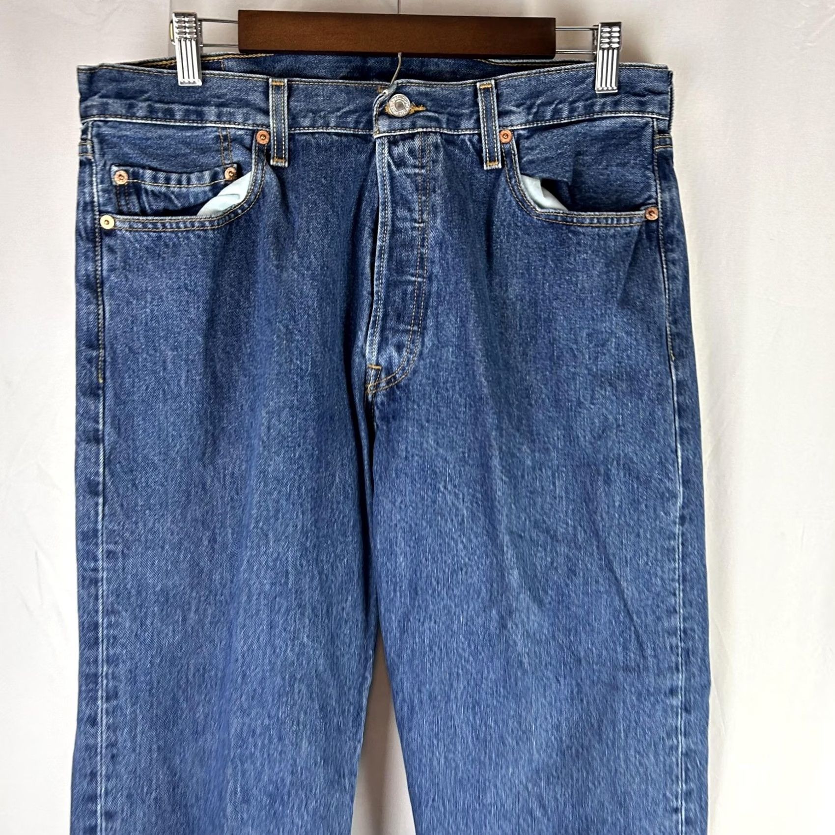 Levi's New Title: Levi's 501 Denim Jeans - Medium Wash - Button Fly - 36" Waist - 34"inseam - 501 Logo - 30" Length Size US 36 / EU 52 - 2 Thumbnail