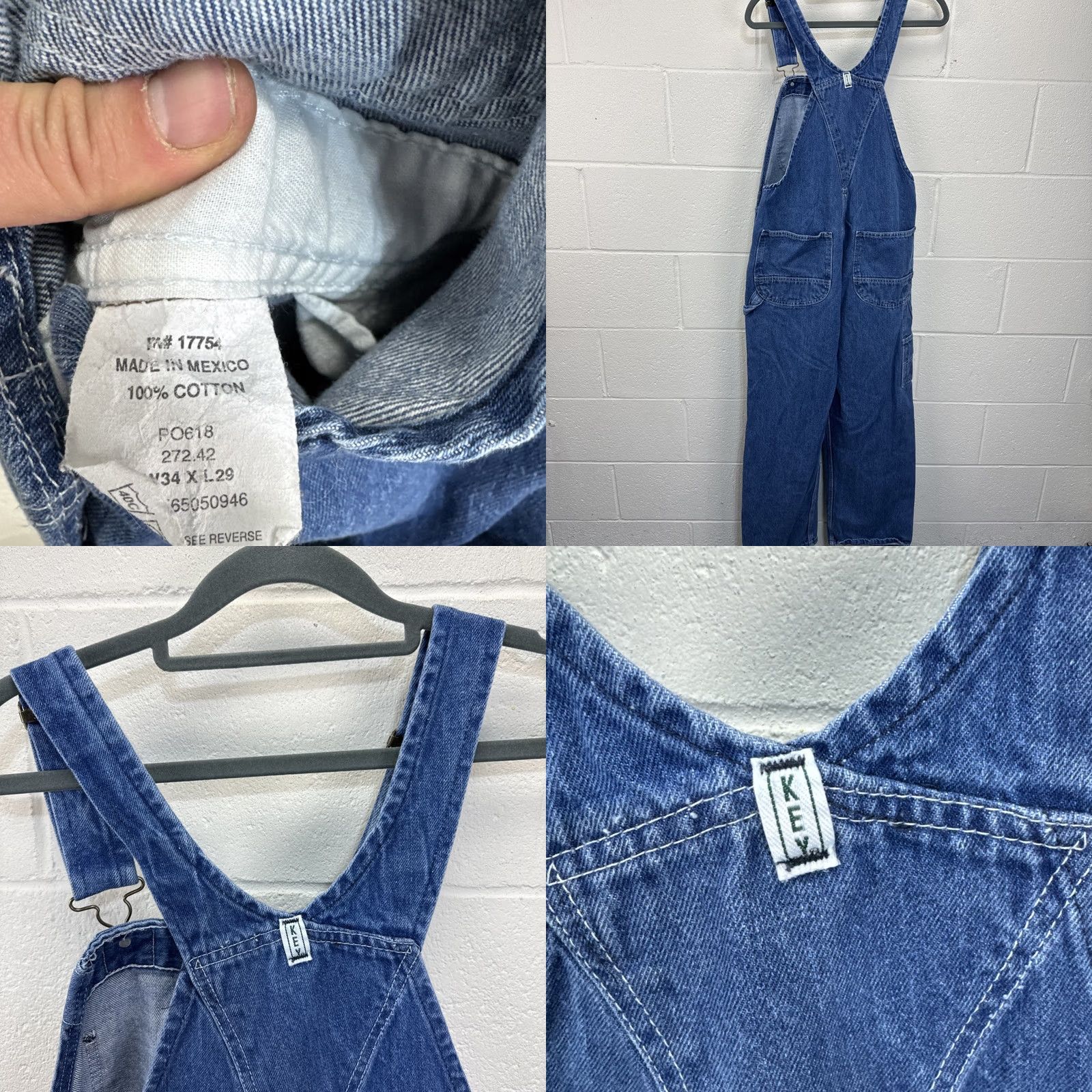 Vintage VINTAGE Key Imperial Overalls Men’s 34X29 Blue Denim Carpenter Workwear Outdoors Jeans 90s Mens Size US 34 / EU 50 - 8 Thumbnail