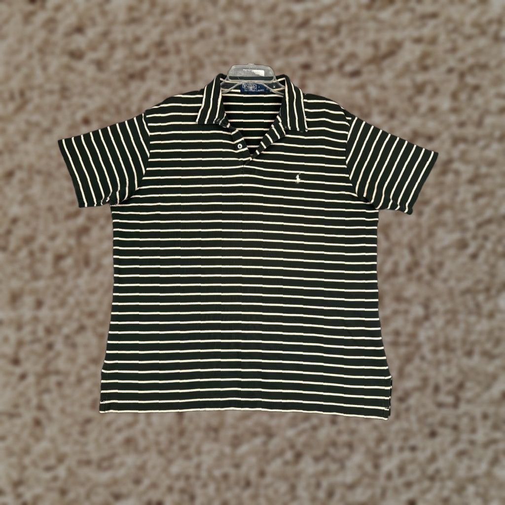 Ralph Lauren VINTAGE Ralph Lauren Polo Shirt Men XL Green Stripe Cotton Golf Shirt Size US XL / EU 56 / 4 - 1 Thumbnail