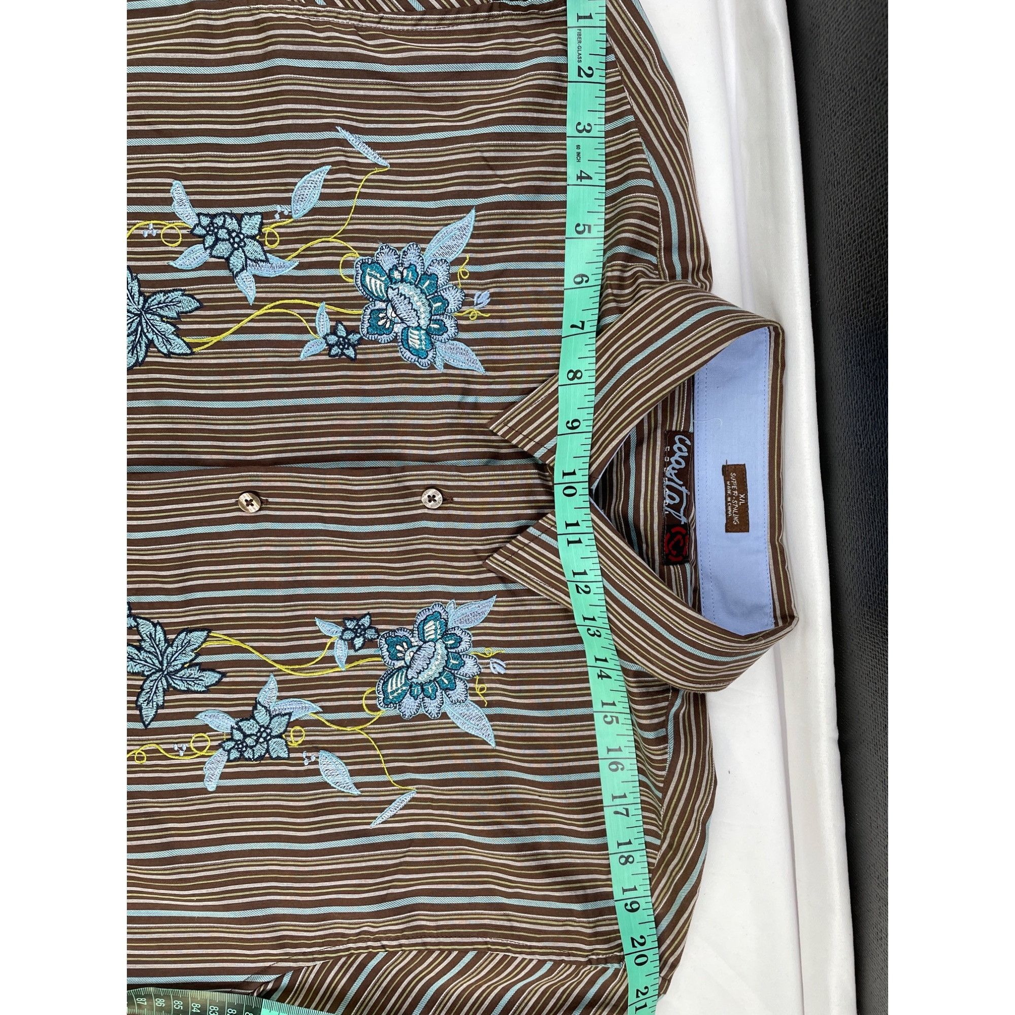 Other Coastal Men's Floral/Striped Brown Button up/long Sleeve Shi Size US XL / EU 56 / 4 - 10 Thumbnail