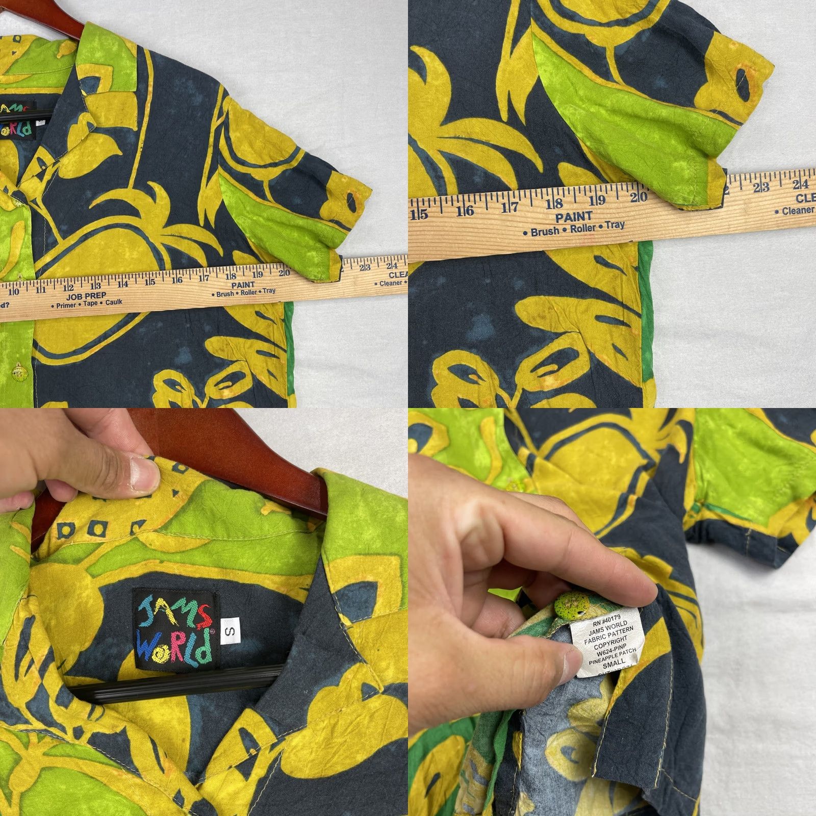 Jams World VINTAGE Jams World Shirt Womens Small Green Hawaiian Aloha Pineapple Patch Rayon Size S / US 4 / IT 40 - 8 Thumbnail