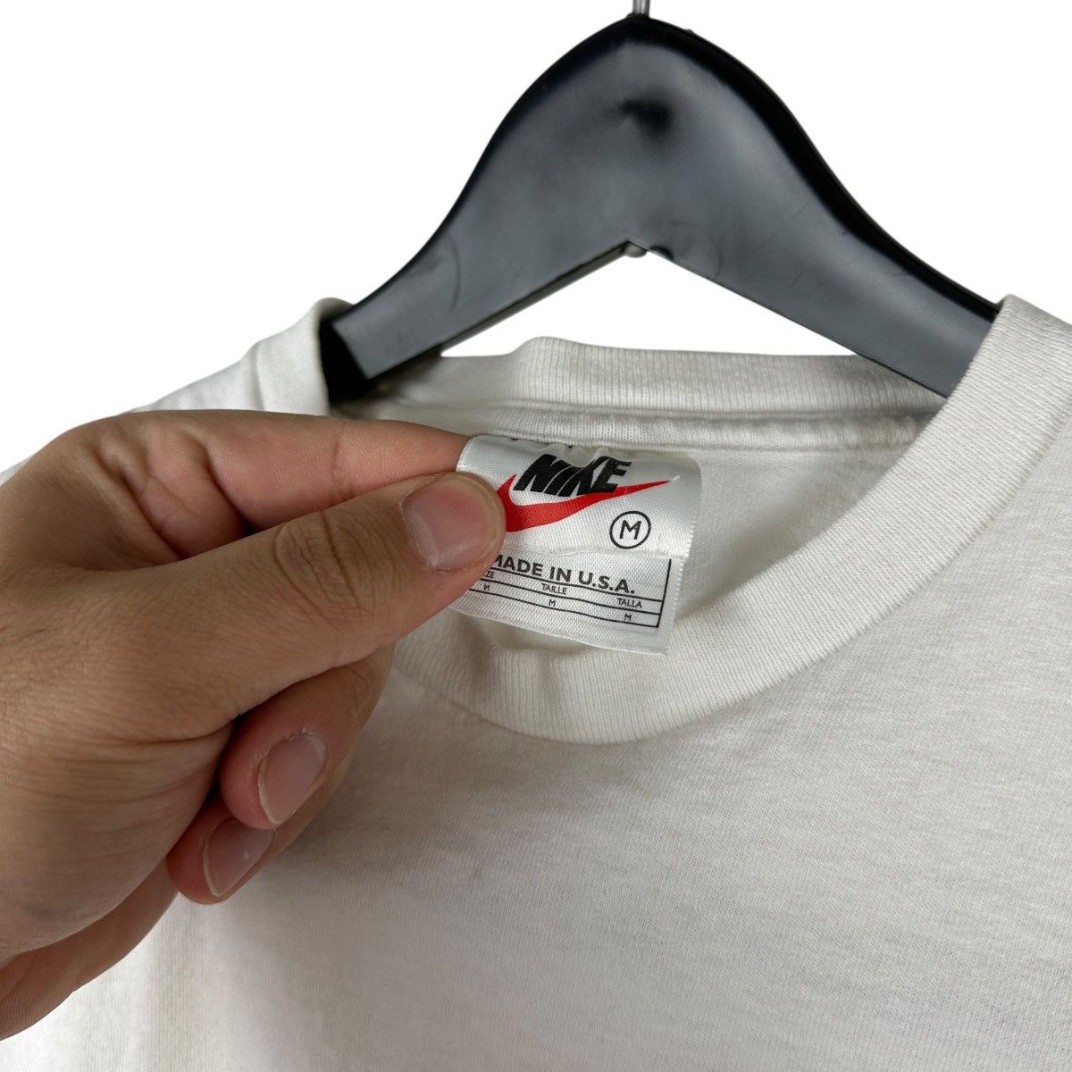 Nike × Vintage Vintage 90s Nike White Tag Swoosh Double Sided Shirt Size US XS / EU 42 / 0 - 8 Thumbnail